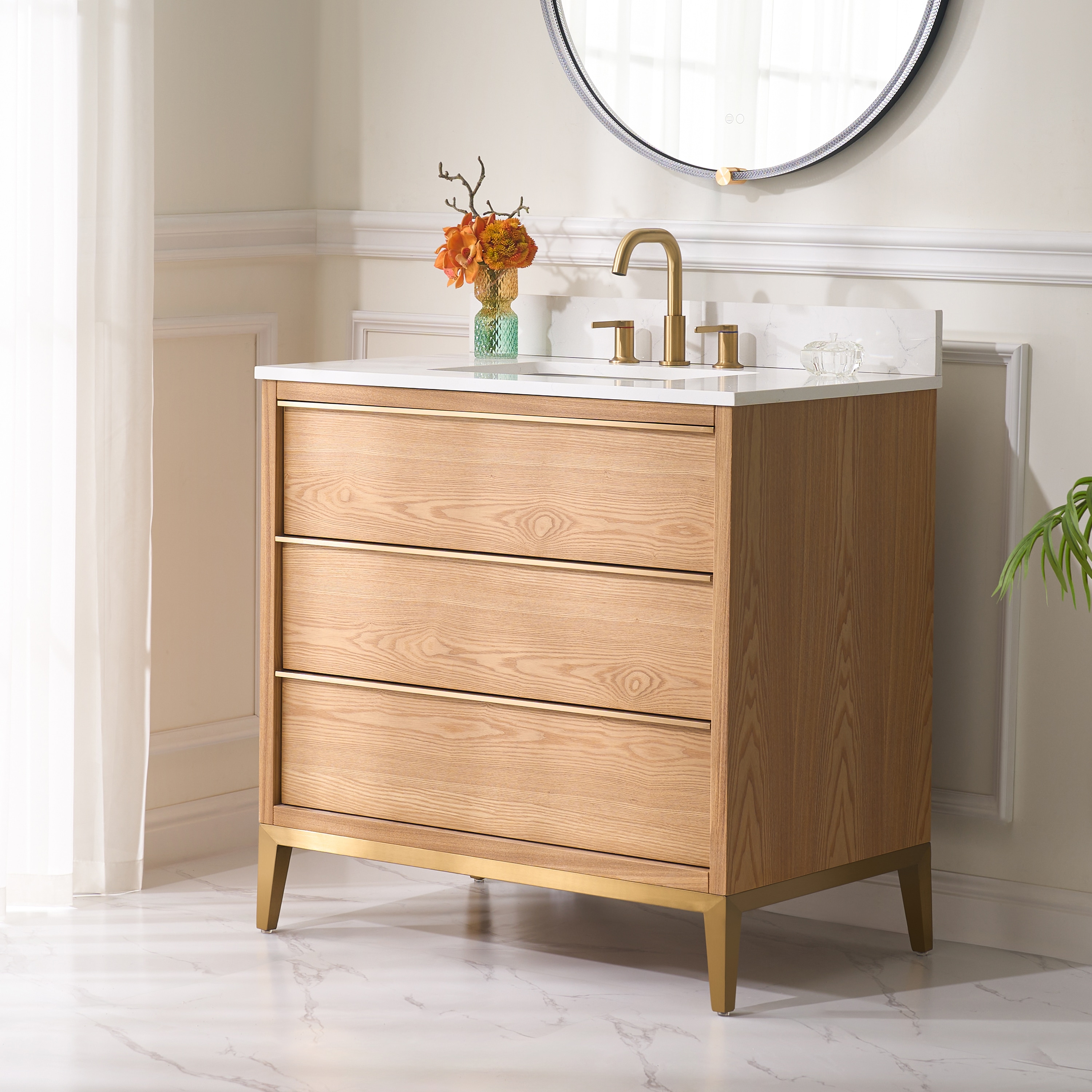 WELLFOR NOLAN36QZ-OAK Bath-Vanity-Combo - View #4