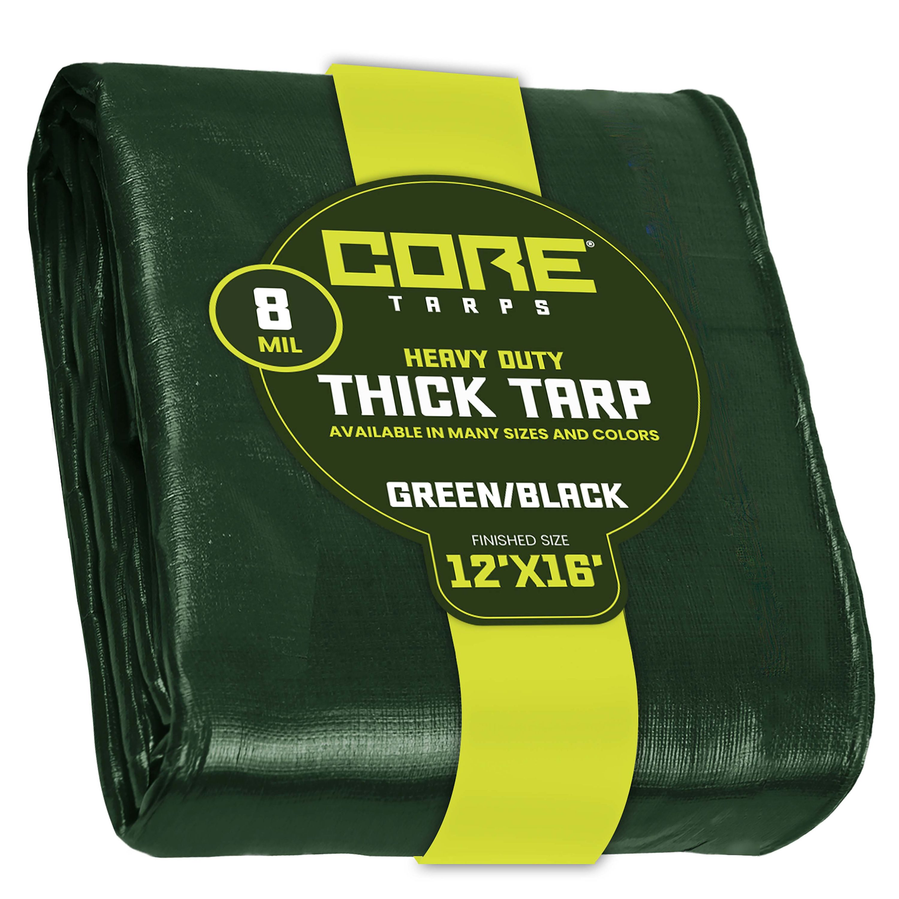 Core Tarps CT-403-12X16 12-ft x 16-ft Green Waterproof Commercial Polyethylene 8-Mils Tarp