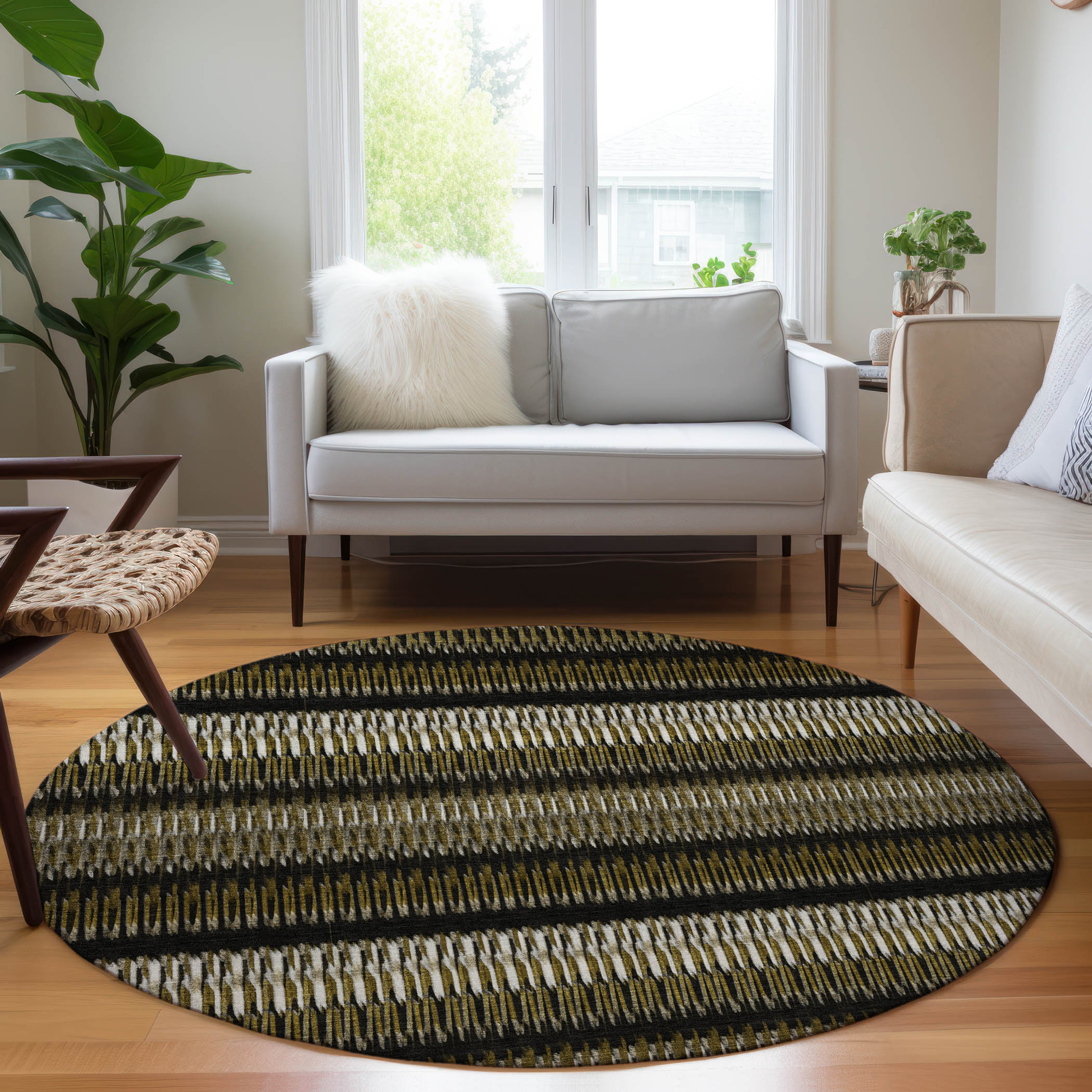 Addison Rugs ACN589BR8RO Chantille ACN589BR 8 x 8 (ft) Polyester Brown Round Indoor/Outdoor Abstract Machine washable Area rug