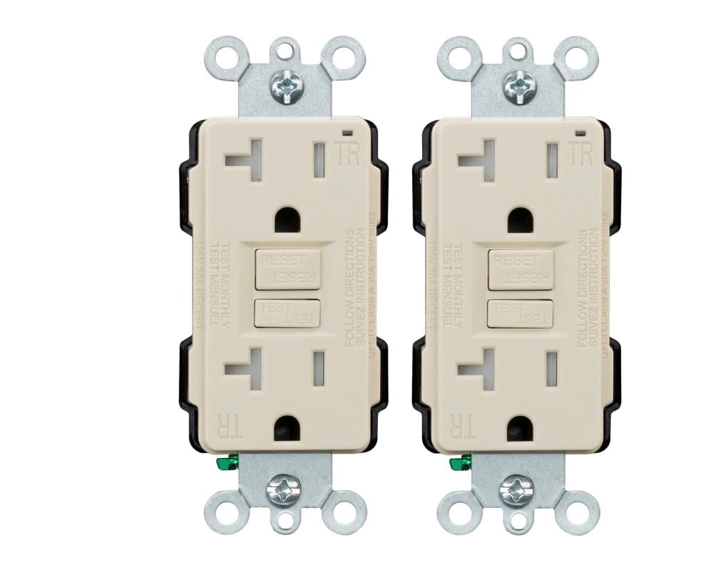 Utilitech G1920T-LA2 20 -Amp 125-volt Tamper Resistant GFCI Residential Decorator Outlet , Light almond 2 -Pack