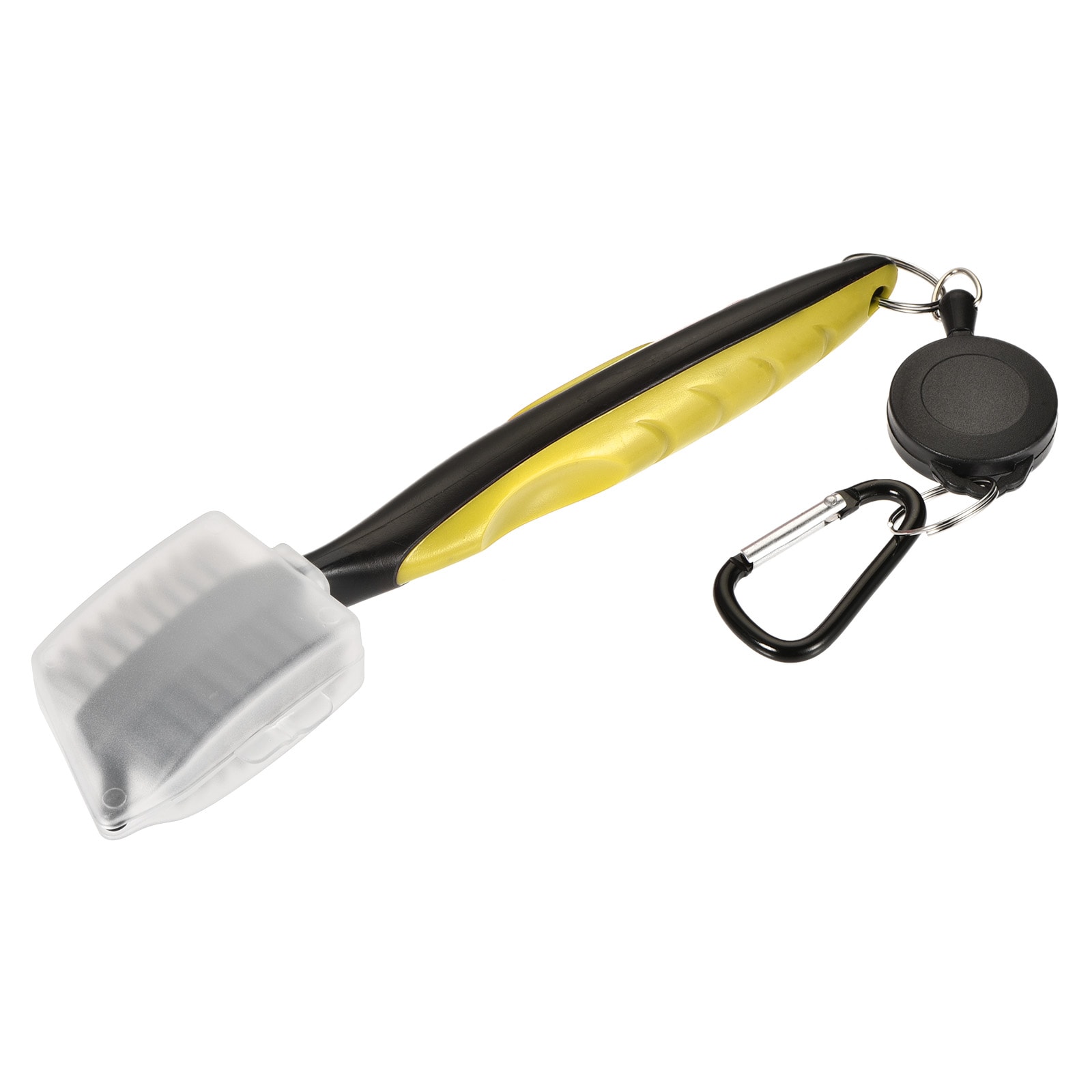 Unique Bargains Golf Club Brush Double Sided Retractable Dust Groove Cleaner with Extension Cord Clip Protective Shell Yellow
