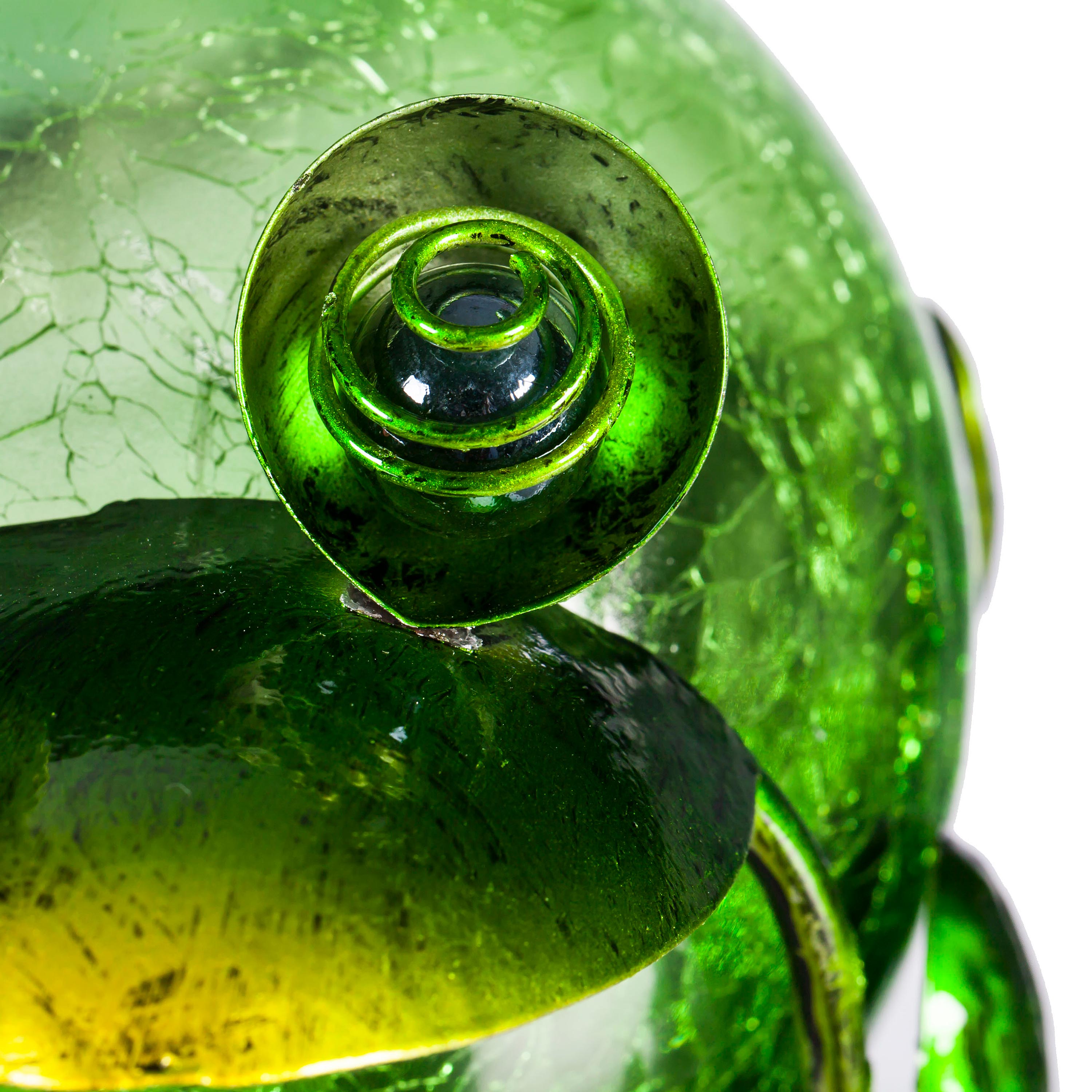 Green Crackled Glass Solar Frog Garden Statuary