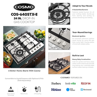 Cosmo 36 in. GAS Cooktop in Stainless Steel with 6 Burners, COS-GRT366