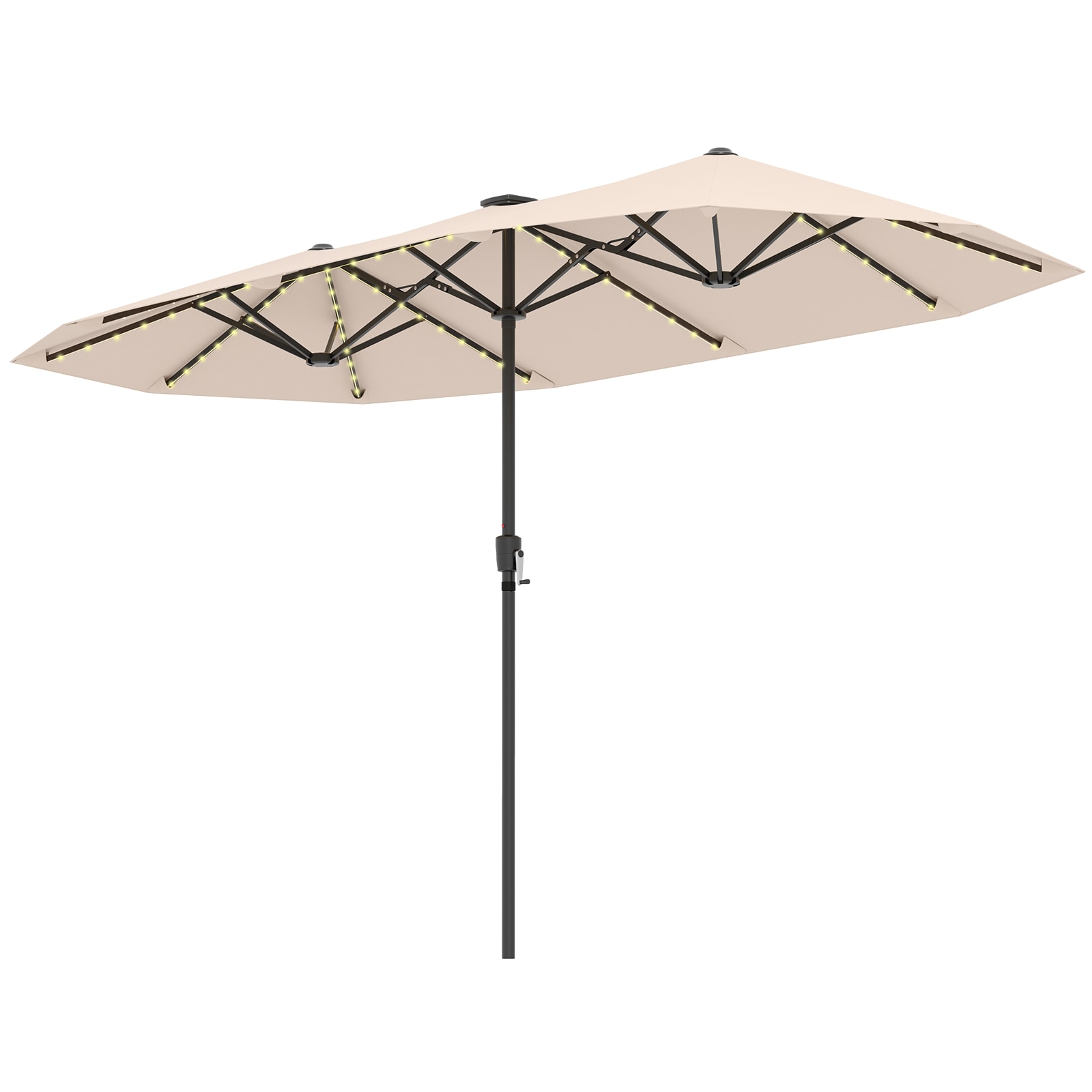 Volenca 13-ft Outdoor Double-Sided Solar LED Patio Umbrella with 108 LED Lights and Crank Handle