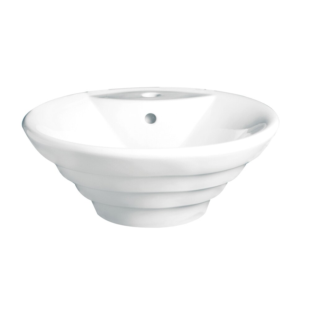 DECOLAV 1460-CWH Classically Redefined White Drop-In or Undermount Round Bathroom Sink with Overflow Drain (18.5-in x 18.5-in)