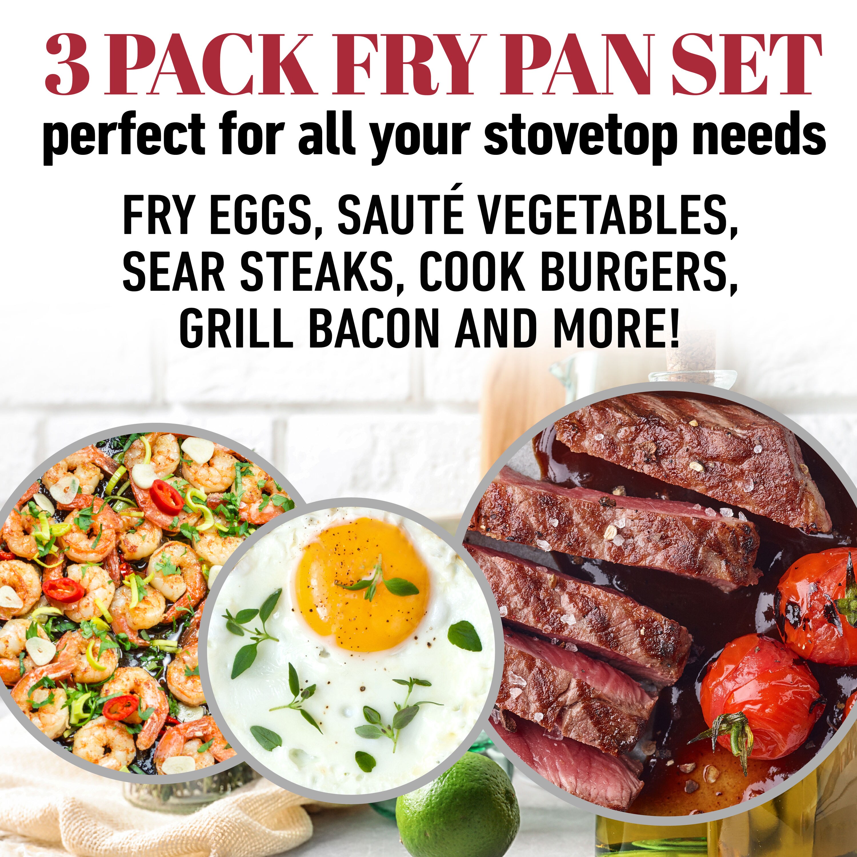 Red 10 & 8 Nonstick Fry Pan Set