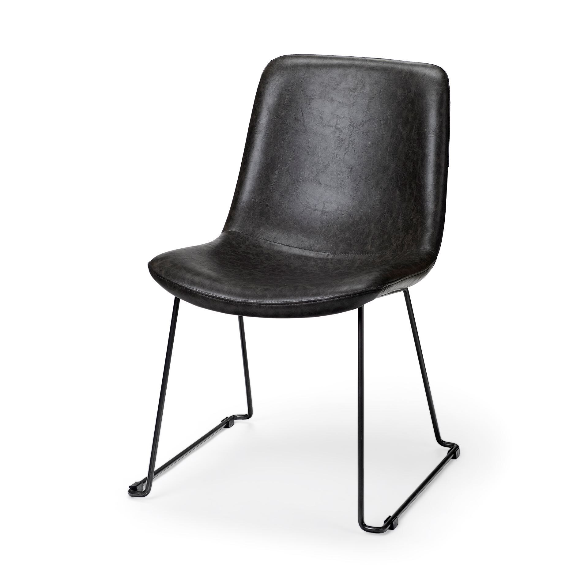 Mercana 68312 Set of 2 Sawyer Contemporary/Modern Faux Leather Upholstered Dining Side Chair (Wood Frame)