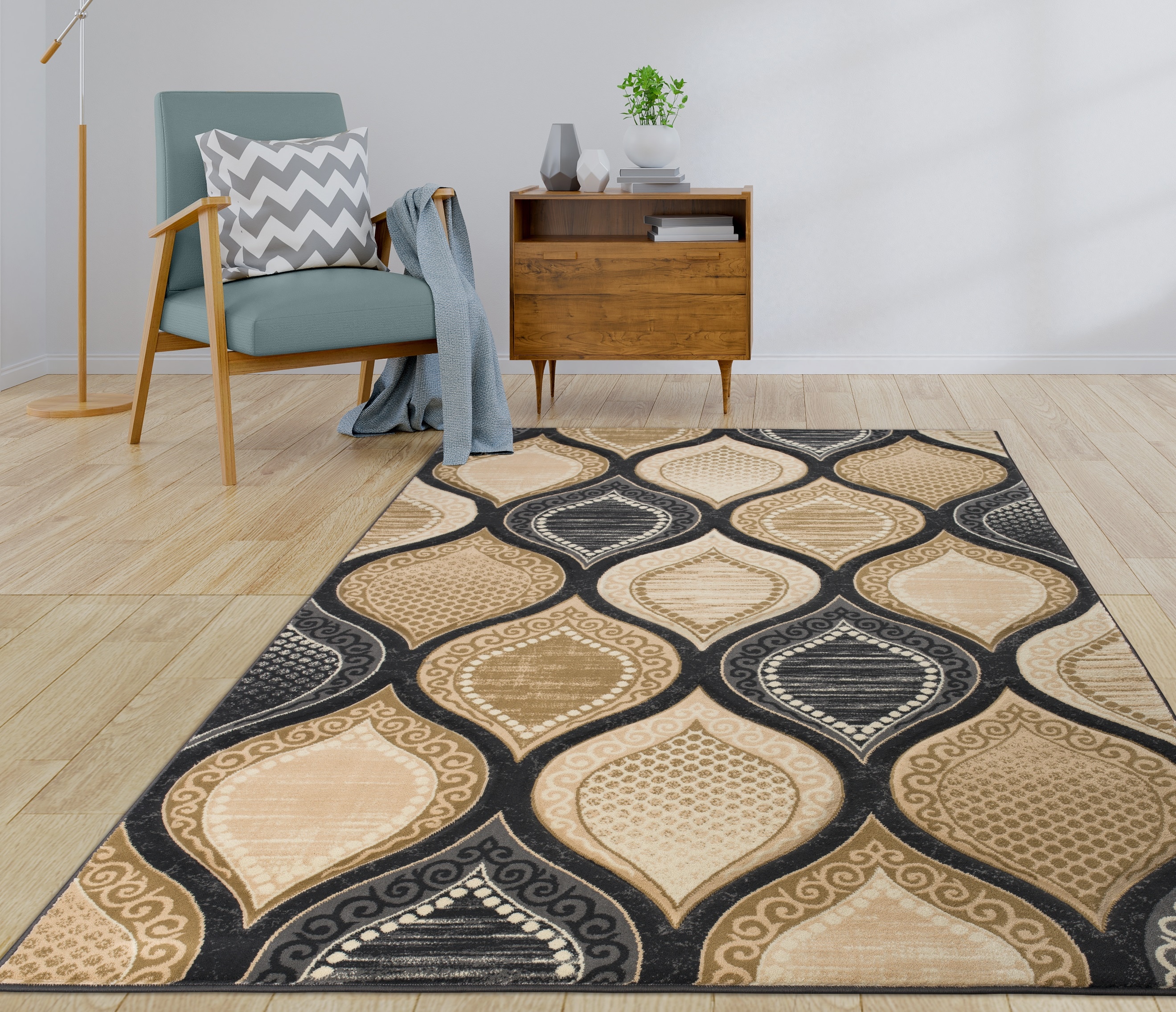 MDA Rugs RD2423 Rhodes 2 x 3 (ft) Polypropylene Gray and Cream Rectangular Indoor Abstract Area rug