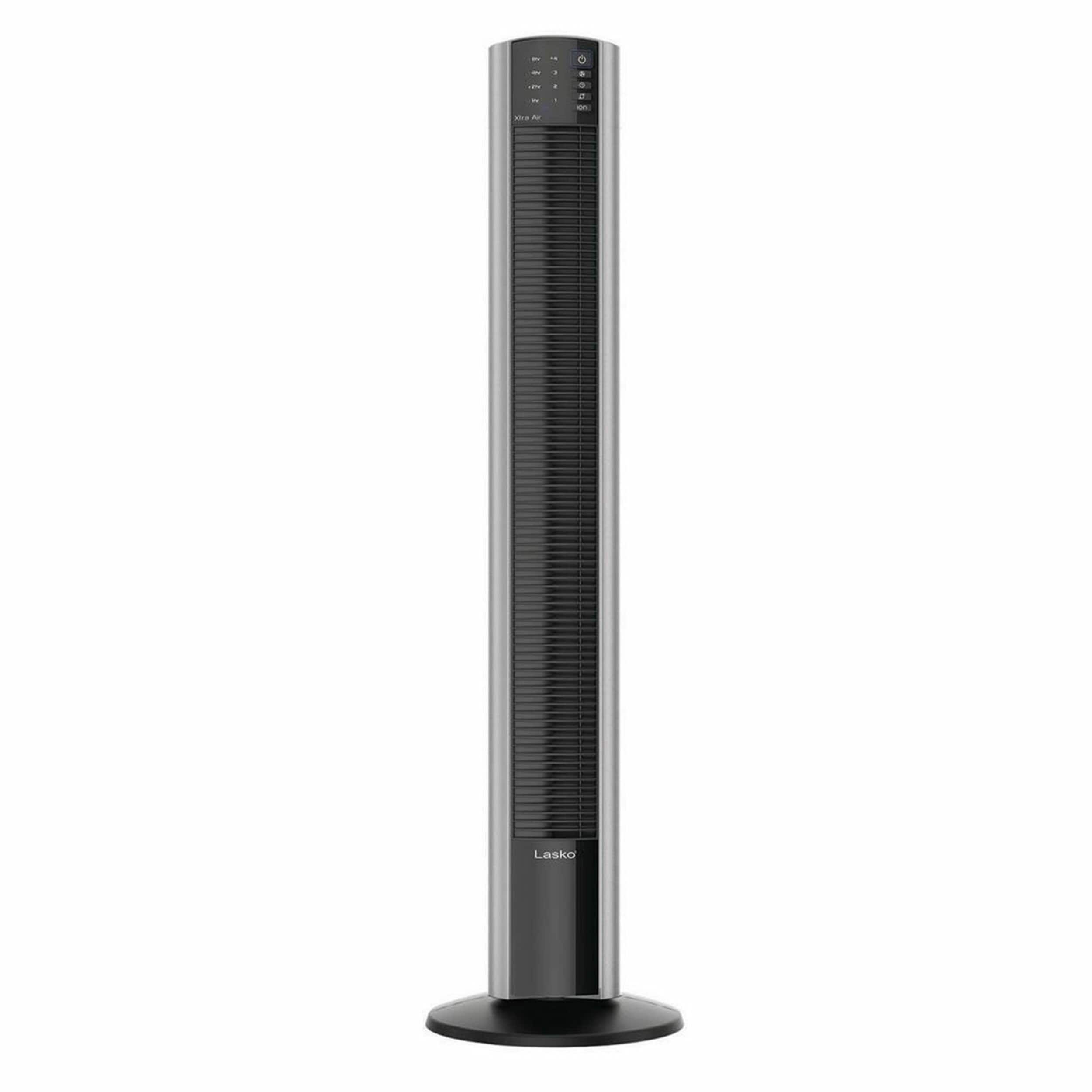 Lasko 149235 4 -Speed Indoor Black Oscillating Tower Fan with Remote