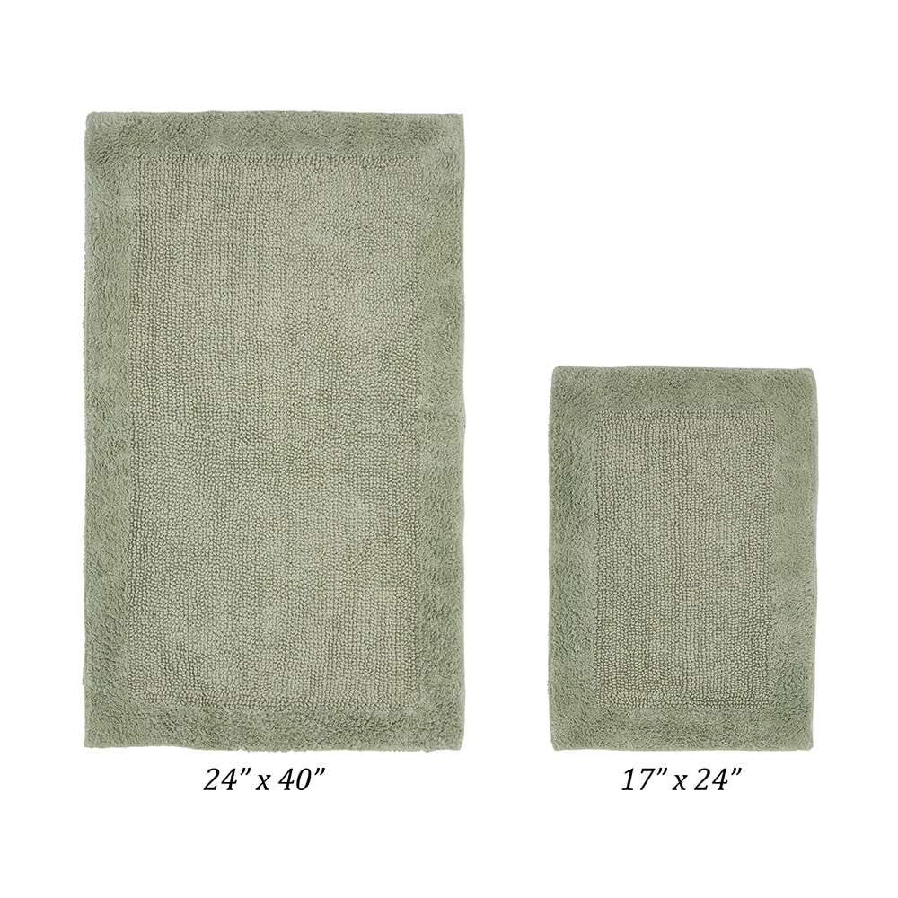 Sage Green Cotton Reversible 2-Piece Bath Rug Set