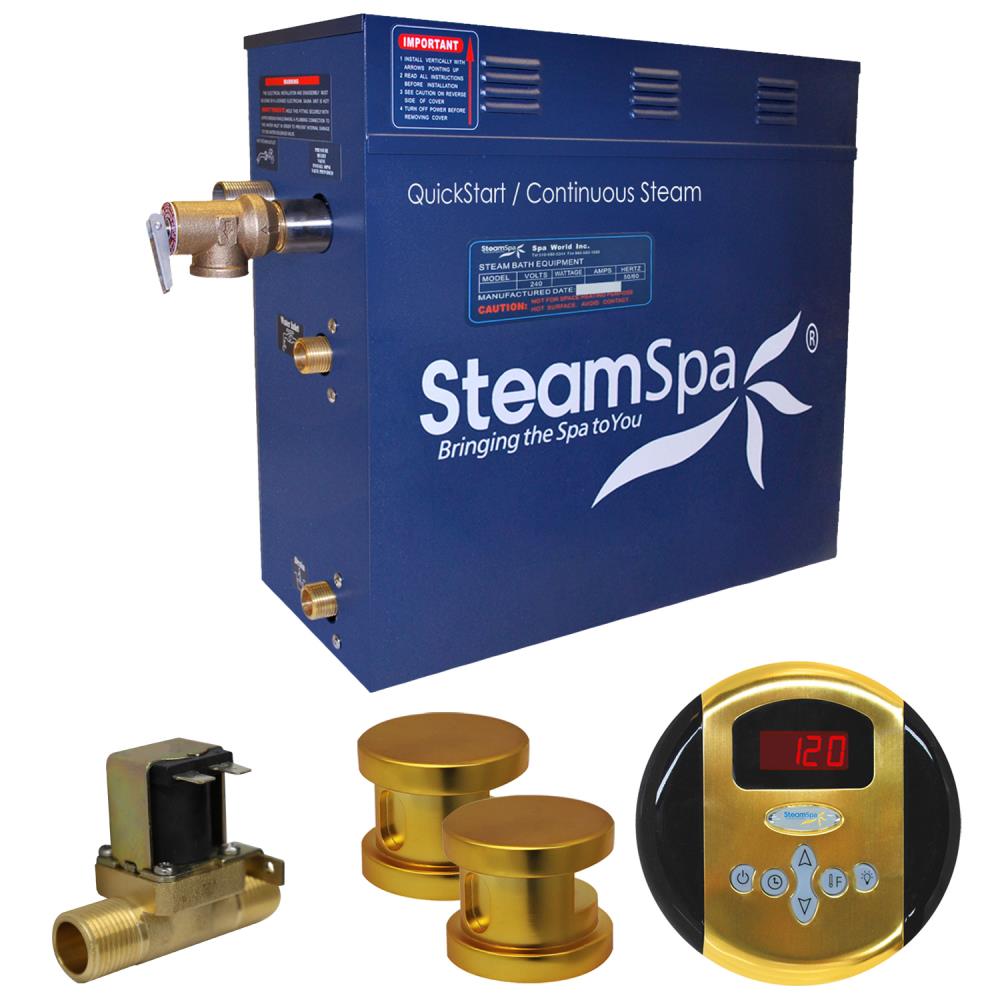 SteamSpa OA1200GD-A Oasis 12 Kw Quickstart Acu-steam Bath Generator Package with Built-In Auto Drain In Polished Gold