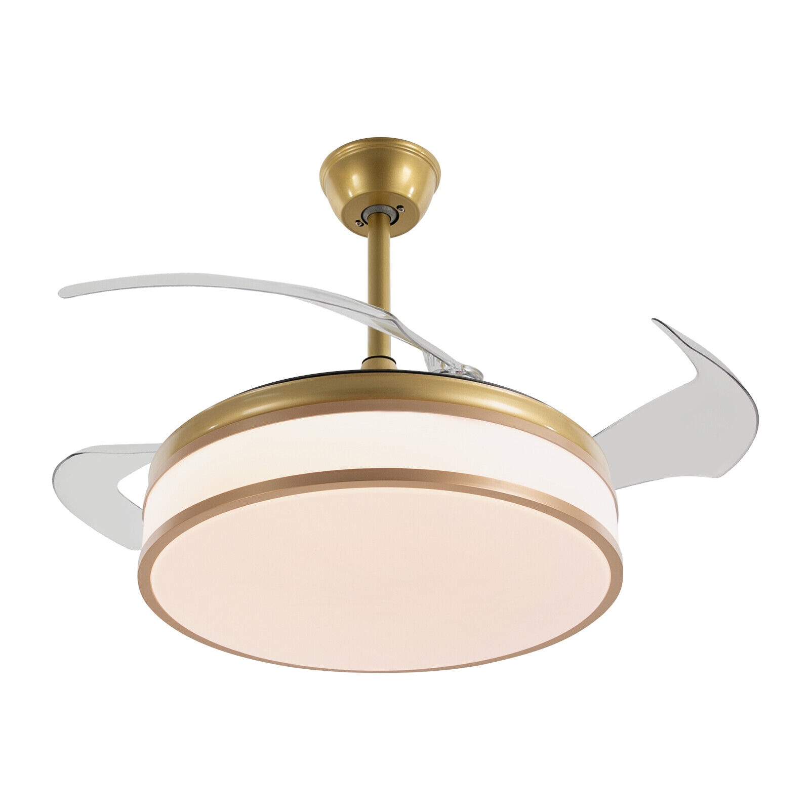 Oukaning JZUCOD-01440099 42-in Integrated LED Gold CJ132 with ABS Blades Ceiling Fan With Light - Remote Included ( 4 -Blade )