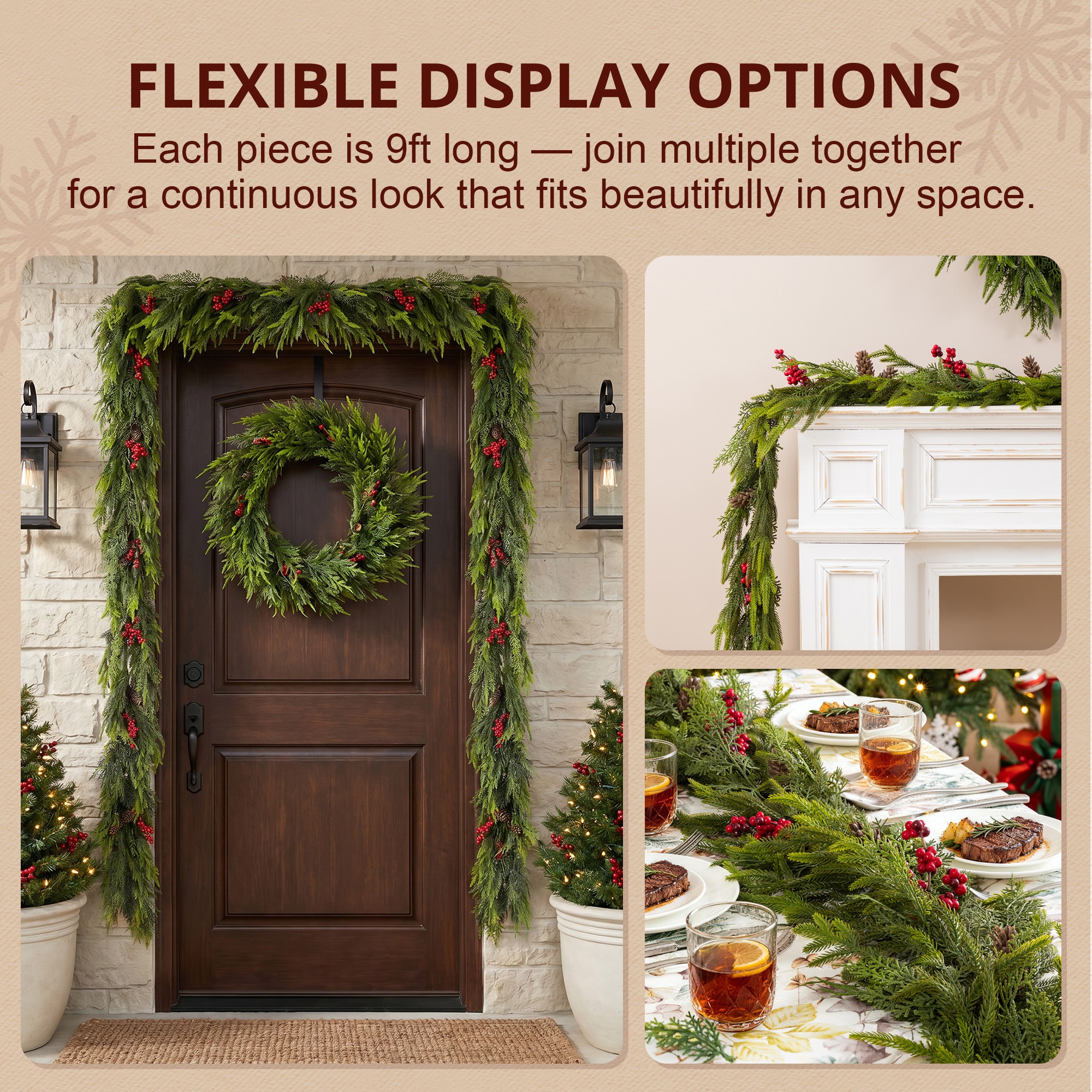 Glitzhome 2016000100 Artificial-Christmas-Garland - View #6