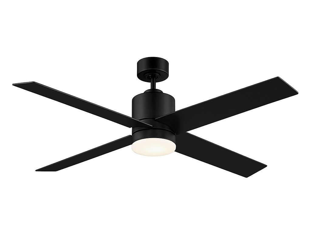52" Matte Black and Antique Oak Reversible Blade Ceiling Fan with LED Light and Remote