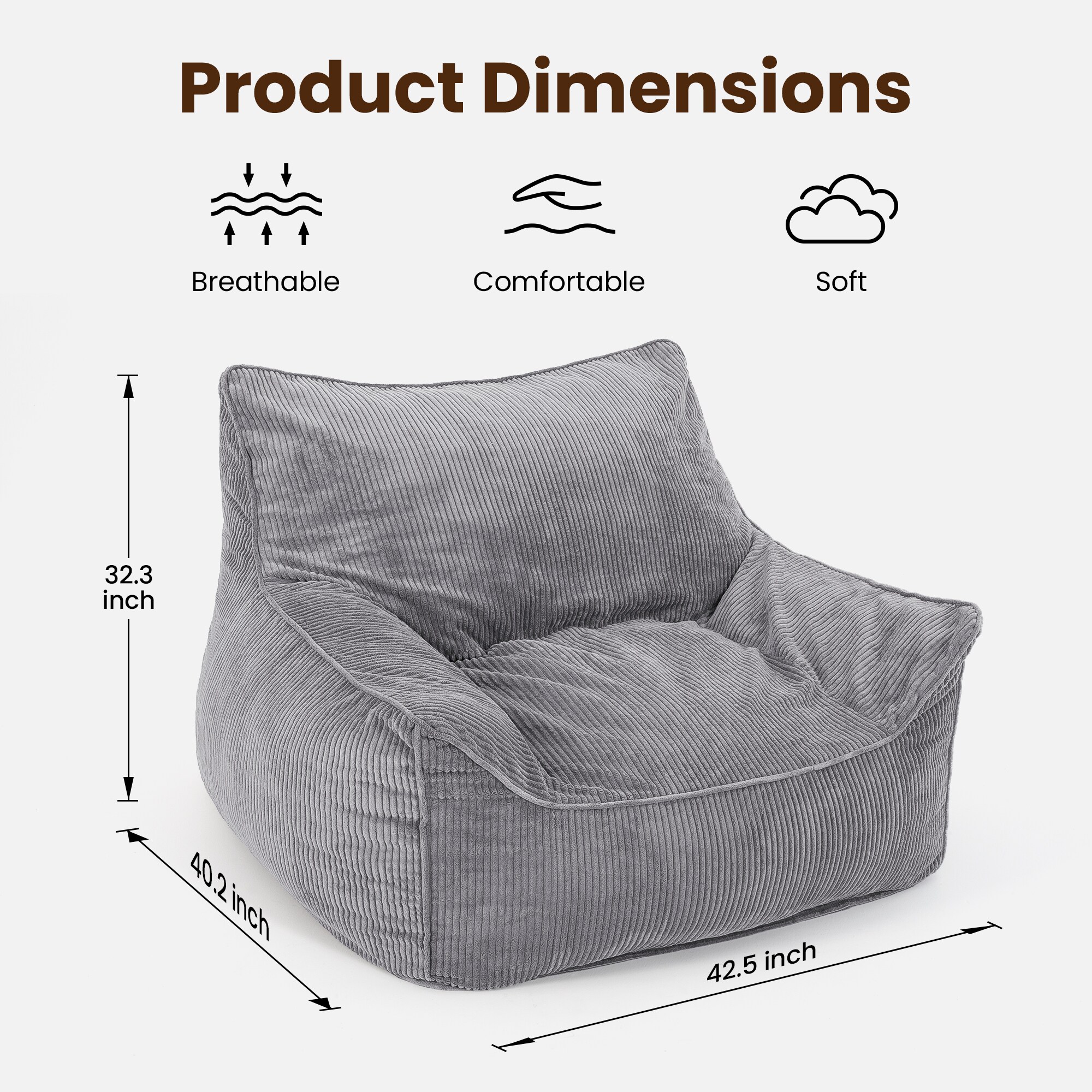PamaPic BBC-L-G-ML1 Bean-Bag-Chairs - View #7