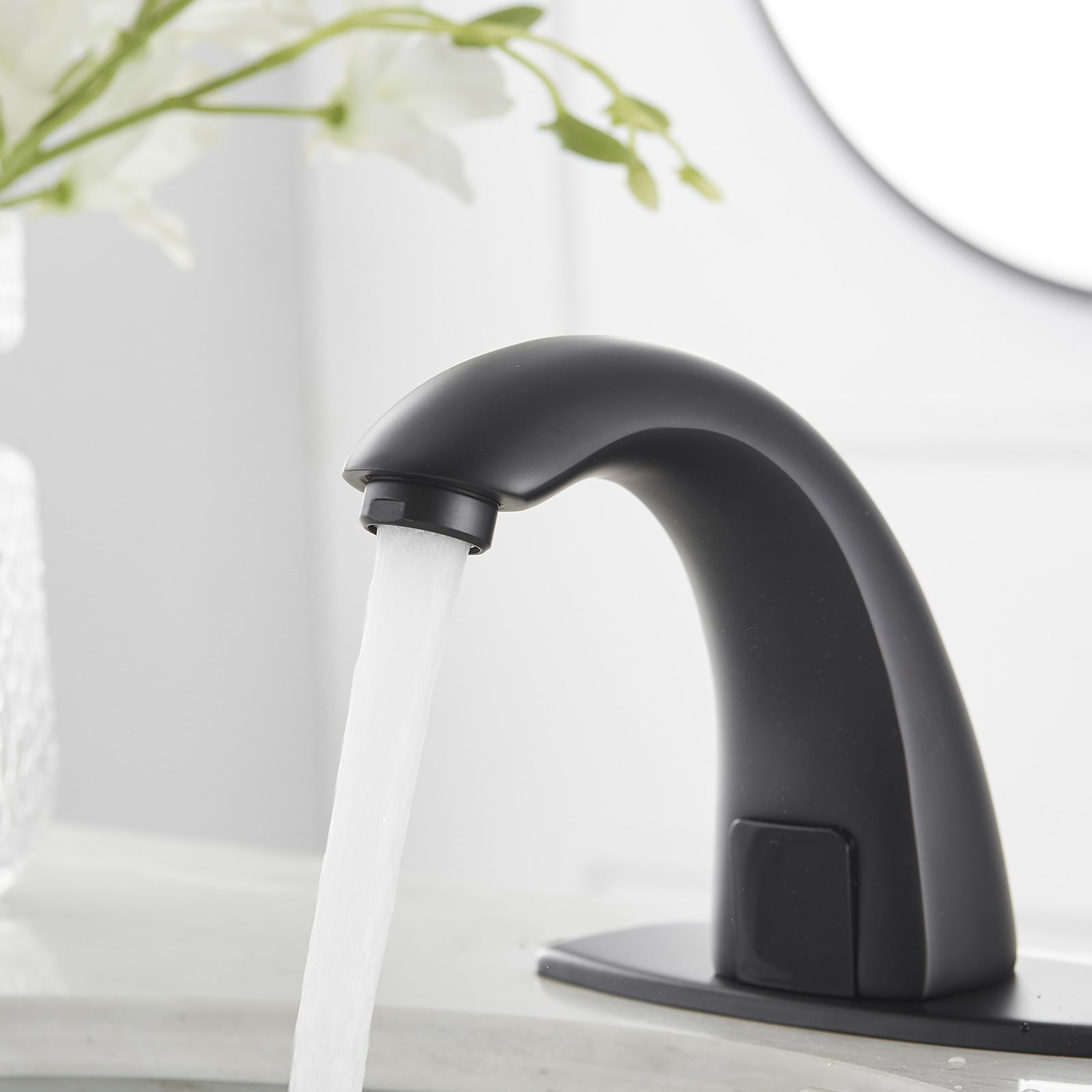 BWE Matte Black Single Hole Touchless Bathroom Sink Faucet With Drain ...