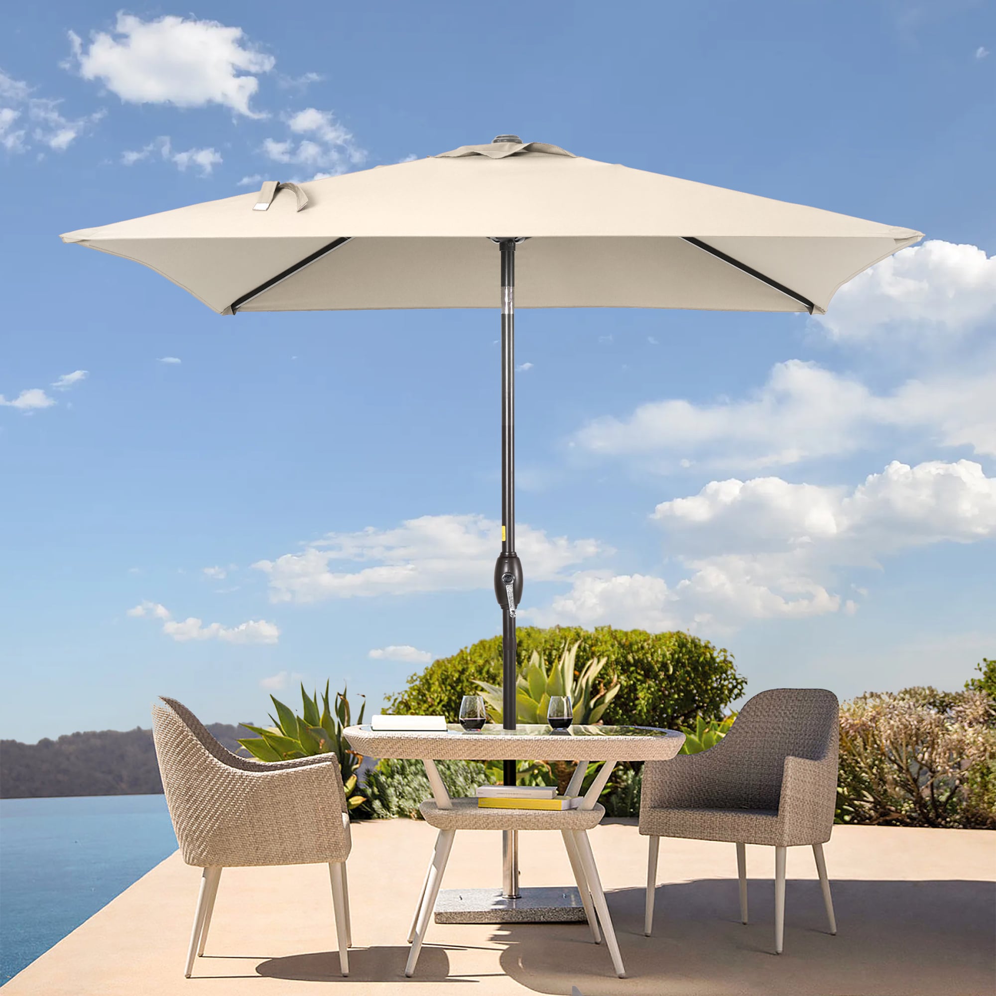 ACEGOSES LW-6565SD 6.5-ft Steel Brown Push-button Tilt Market Patio Umbrella