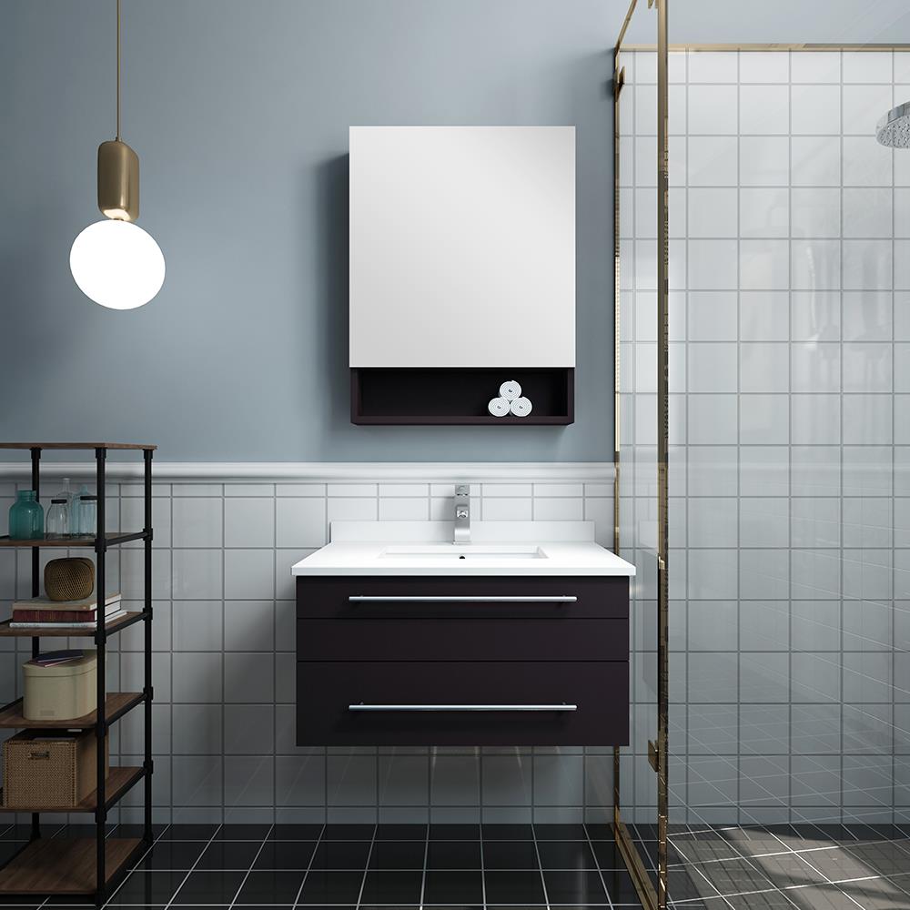 Fresca FVN6130ES-UNS Lucera 30-in Espresso Undermount Single sink Floating Bathroom Vanity with White Quartz Top