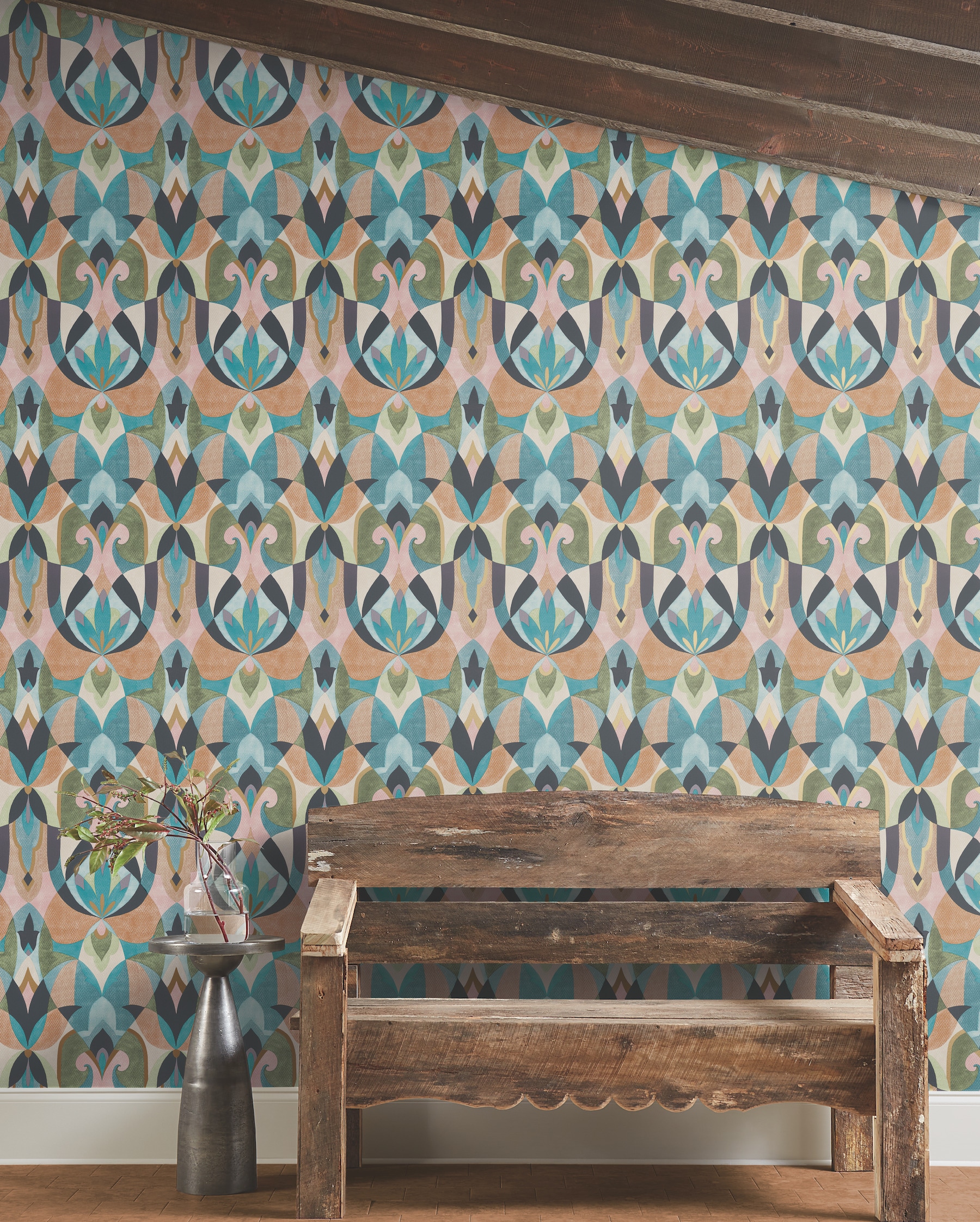 York Wallcoverings MN1923 Mediterranean 60.8-Sq. Feet Multicolor Non-woven Geometric Prepasted Water Activated Paste Wallpaper