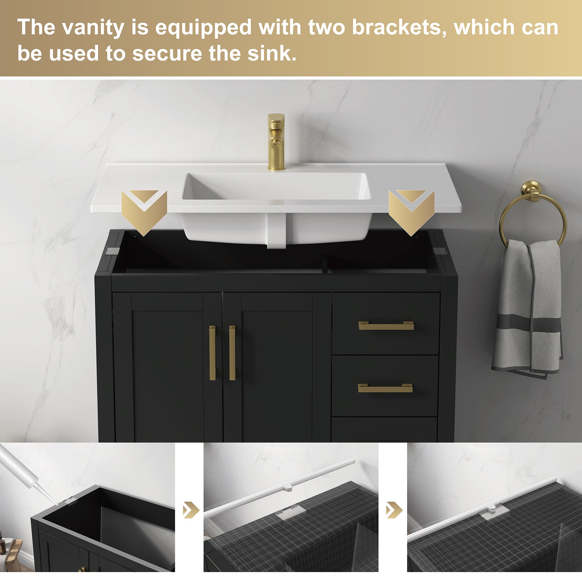 DELUXE LIVING V24033KD-36BK Bath-Vanity-Combo - View #10