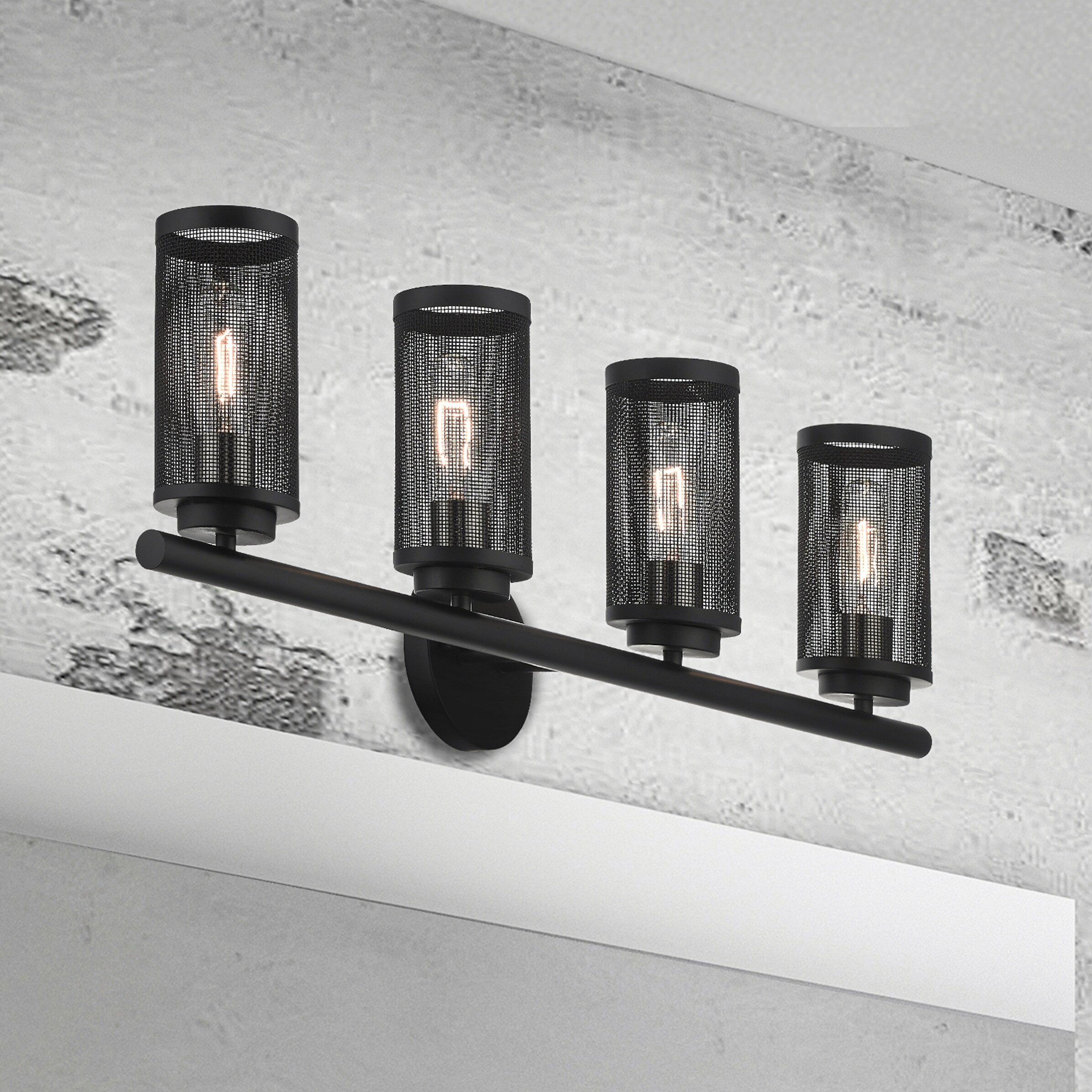 Industro Sleek 4-Light Black and Brushed Nickel Outdoor Vanity Sconce