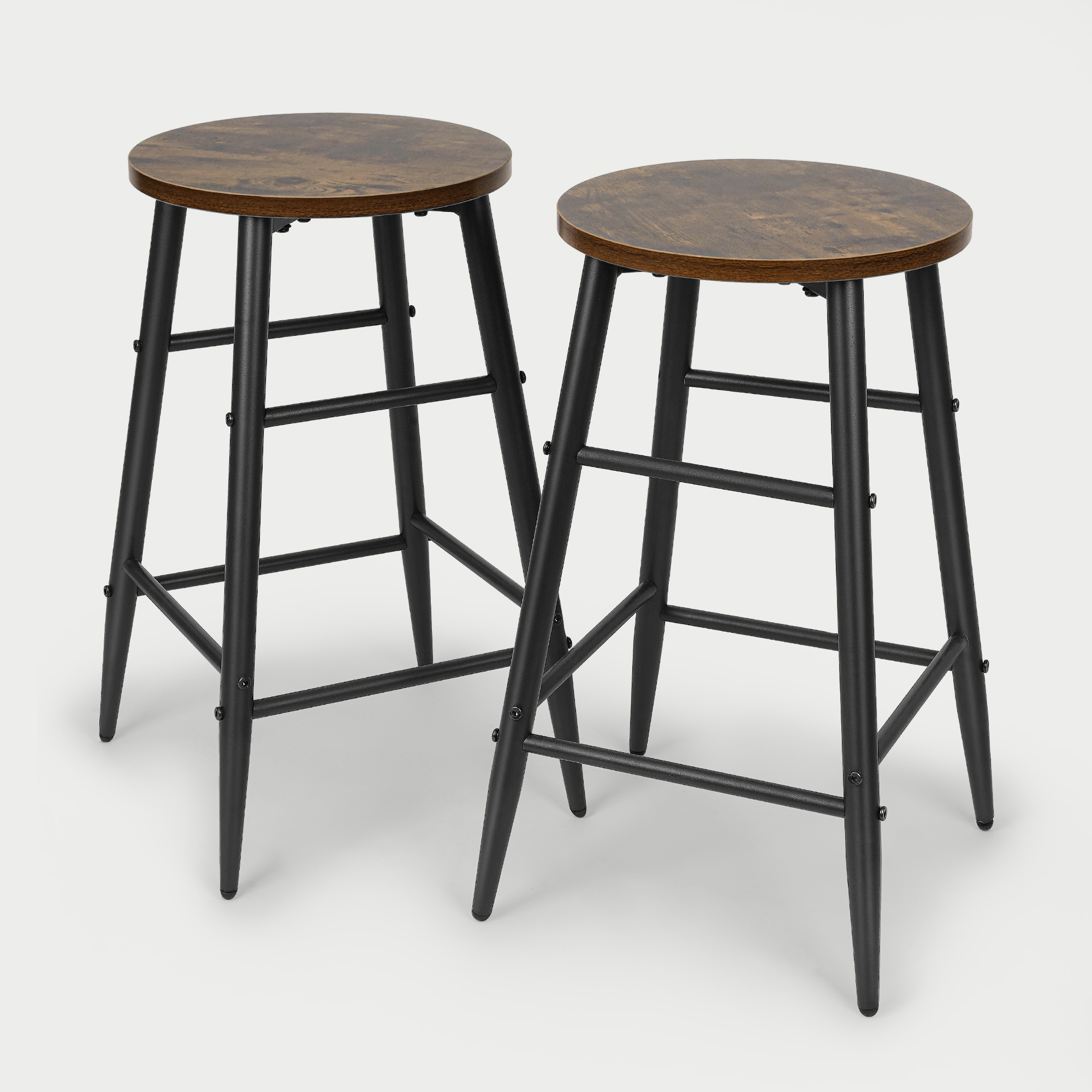 LTMATE LSRG003-RW-PK2 2 -Set Wood 23.6-in H Short Round seat Metal Bar Stool