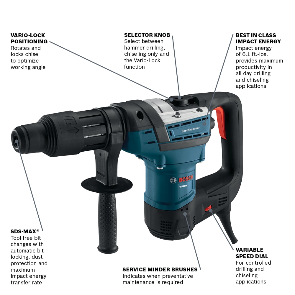 Bosch 12-Amp 1-9/16-in Sds-max Variable Speed Corded Rotary Hammer Drill in  the Rotary Hammer Drills department at