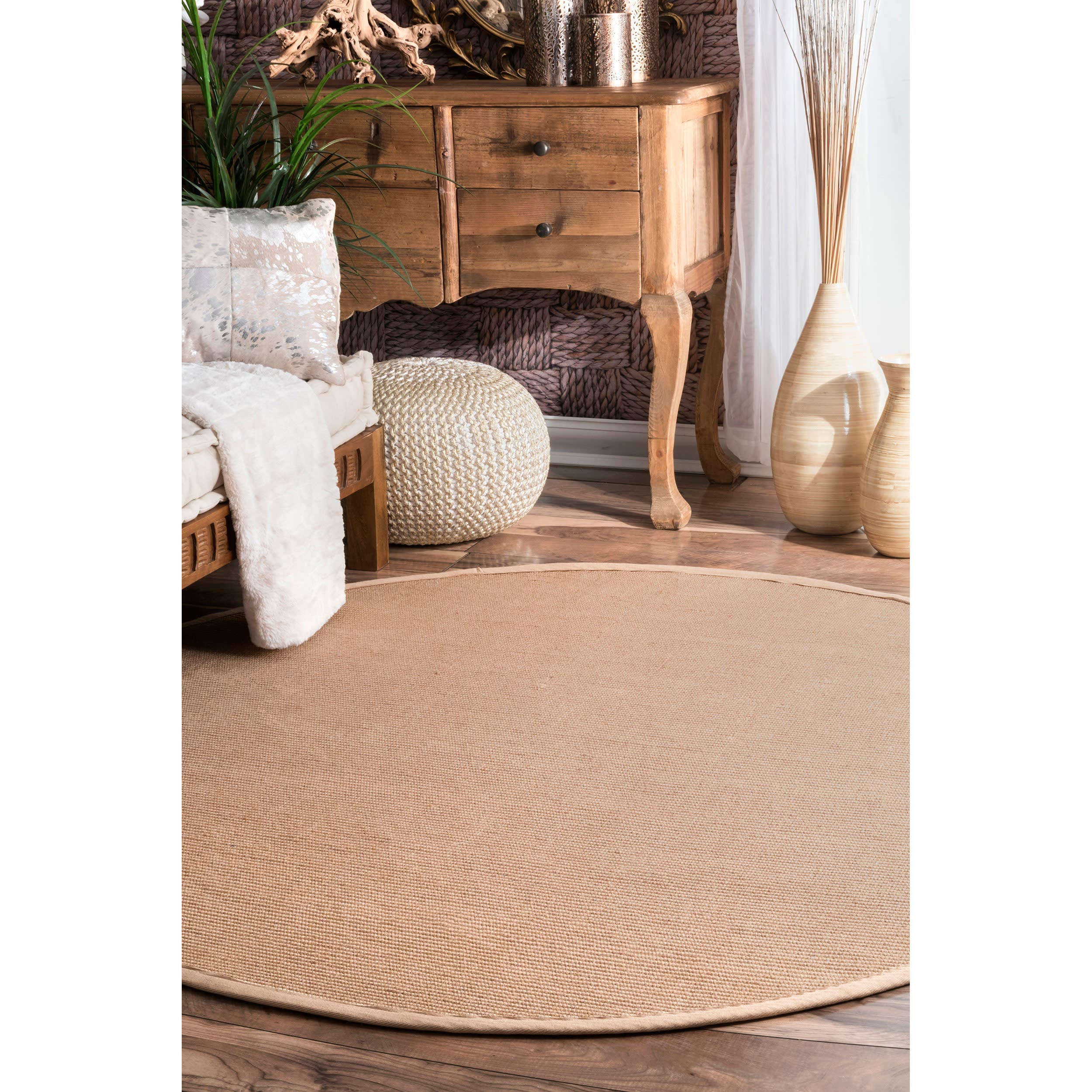 nuLOOM NCJC03-R606 Laurel 6 x 6 (ft) Jute Beige Round Indoor Solid Area rug