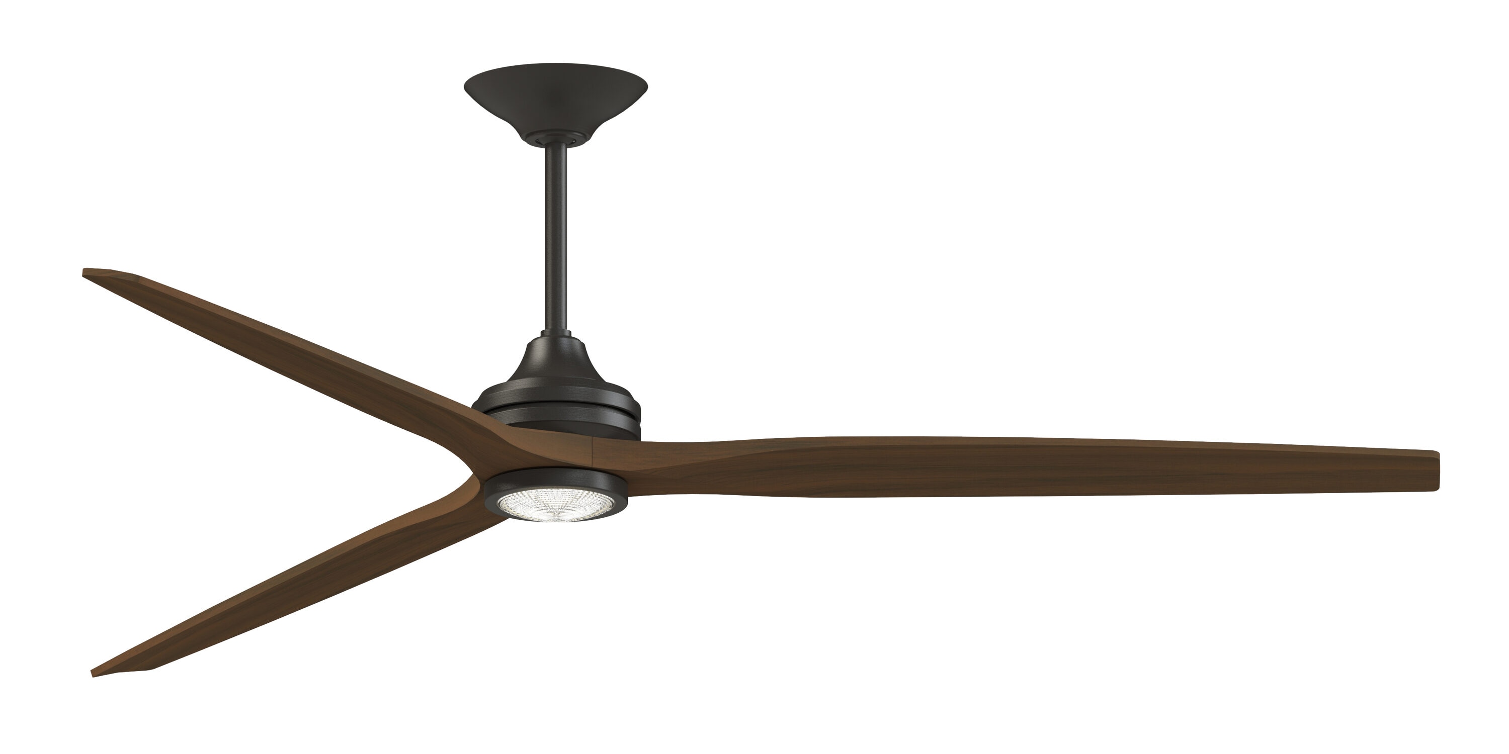 Fanimation Spitfire 84-in Dark Bronze with Whiskey Wood Blades Color-changing Integrated LED Indoor/Outdoor Smart Propeller Ceiling Fan with Light -  FPD6721BDZ-84WK-LK