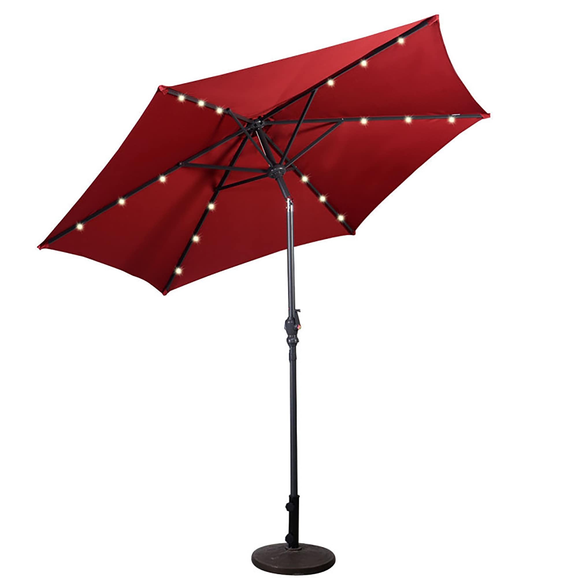 CASAINC WF-SM-LED042RD 9-Feet Steel Red Crank Garden Patio Umbrella with Lights and