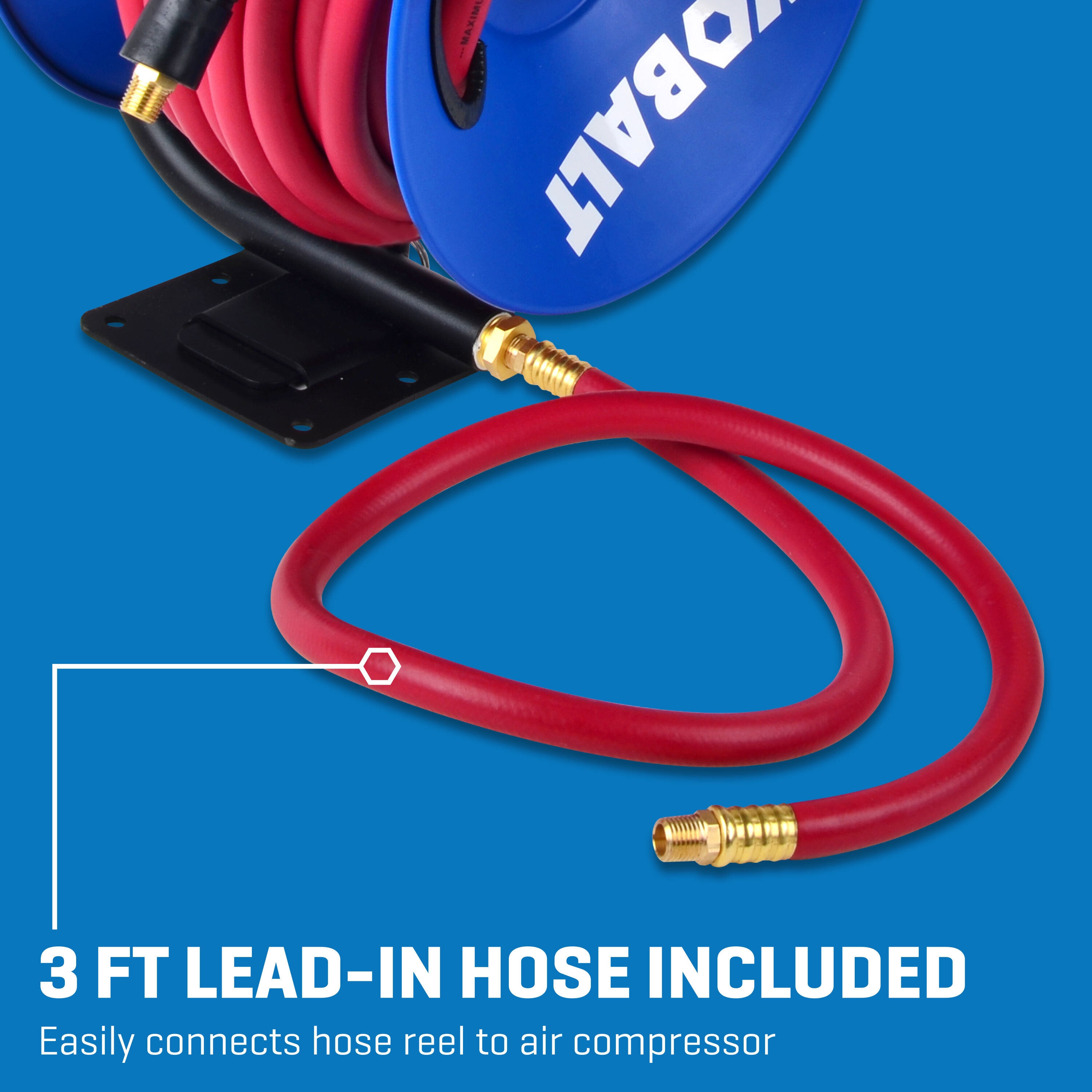 Mini Air Hose Reel with 1/4 x 26 ft Retractable Rubber Hose : :  Tools & Home Improvement