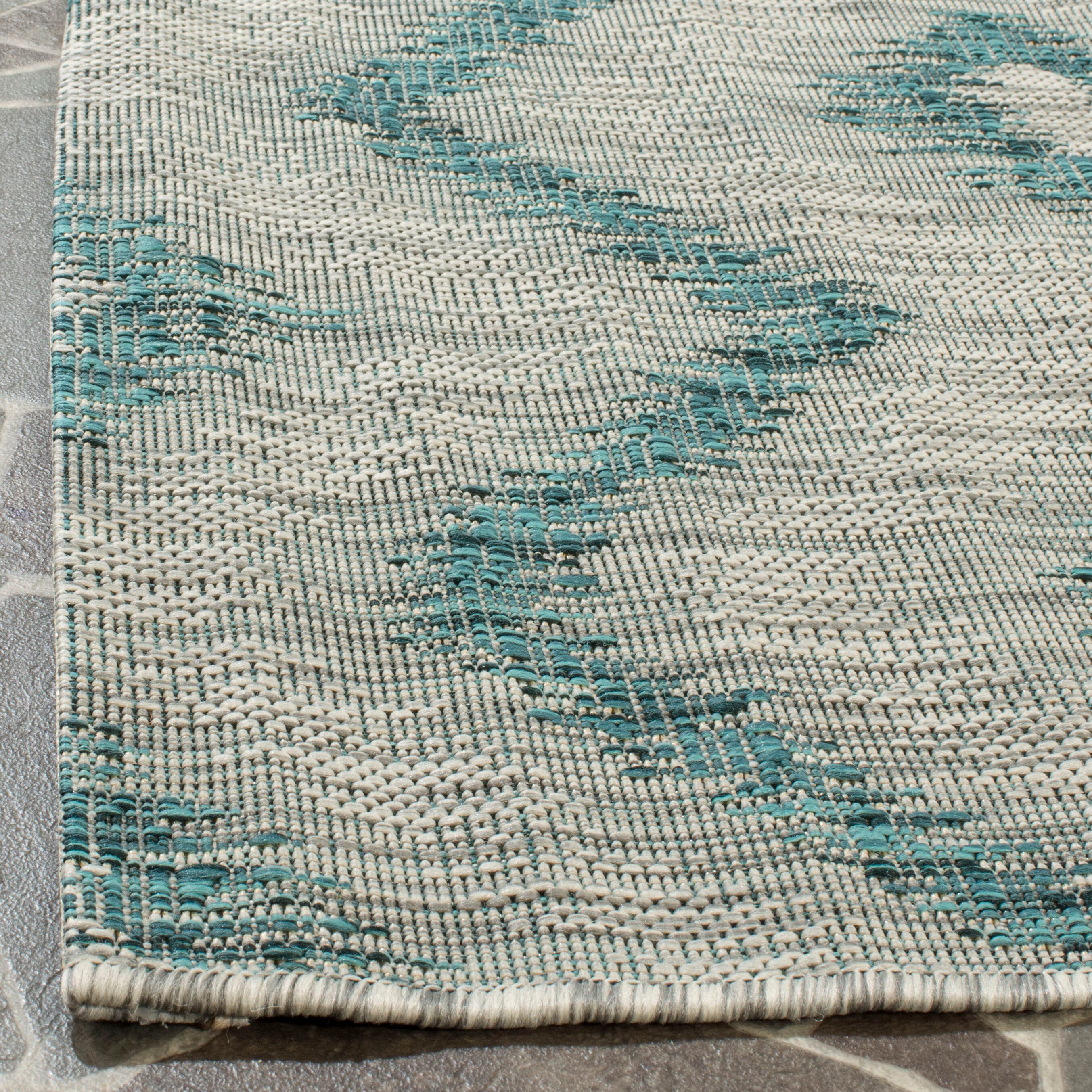 Gray Synthetic Flat Woven Reversible Rectangular Rug