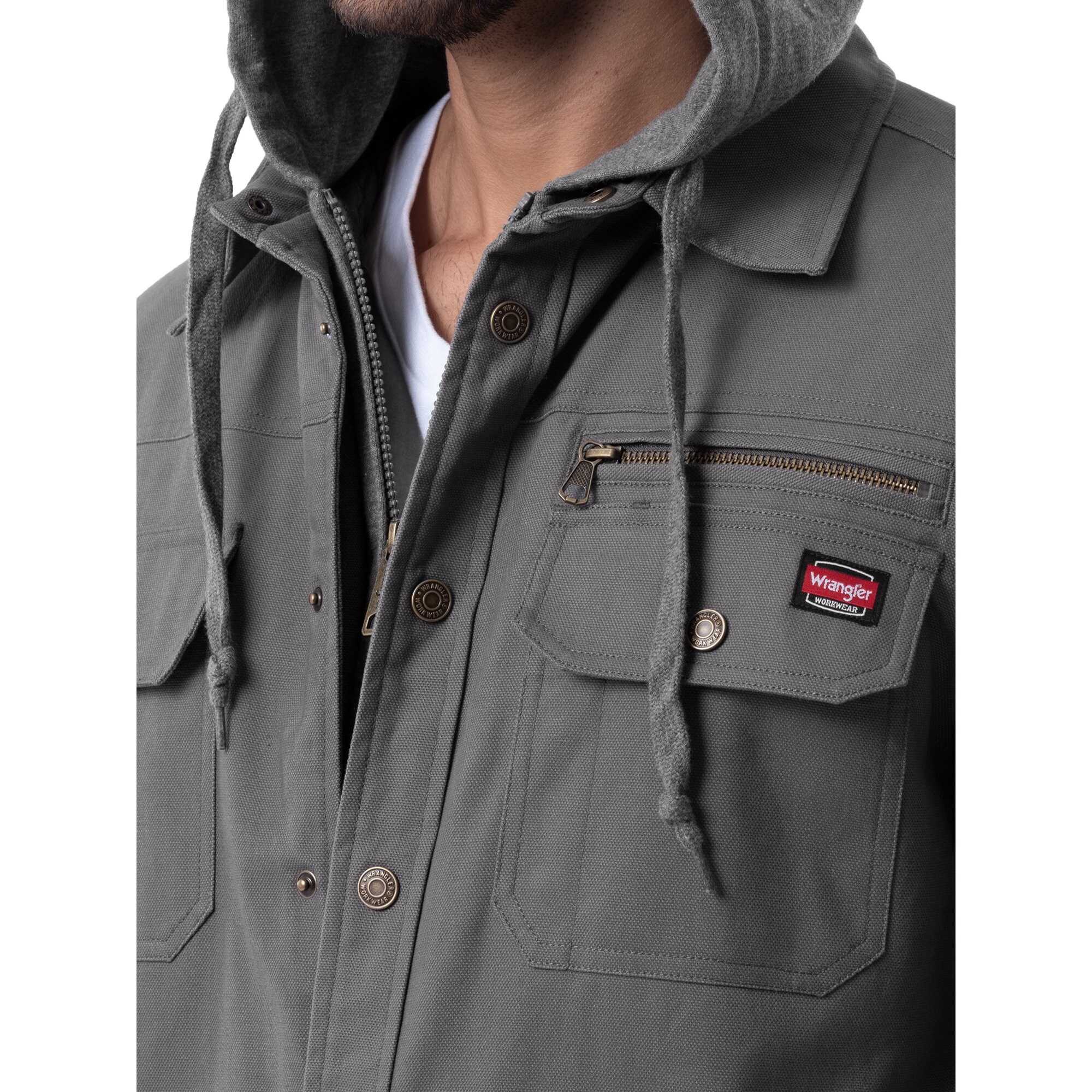 Wrangler Men's Charcoal Canvas Hooded Insulated Work Jacket (Large) in the Work  Jackets & Coats department at 