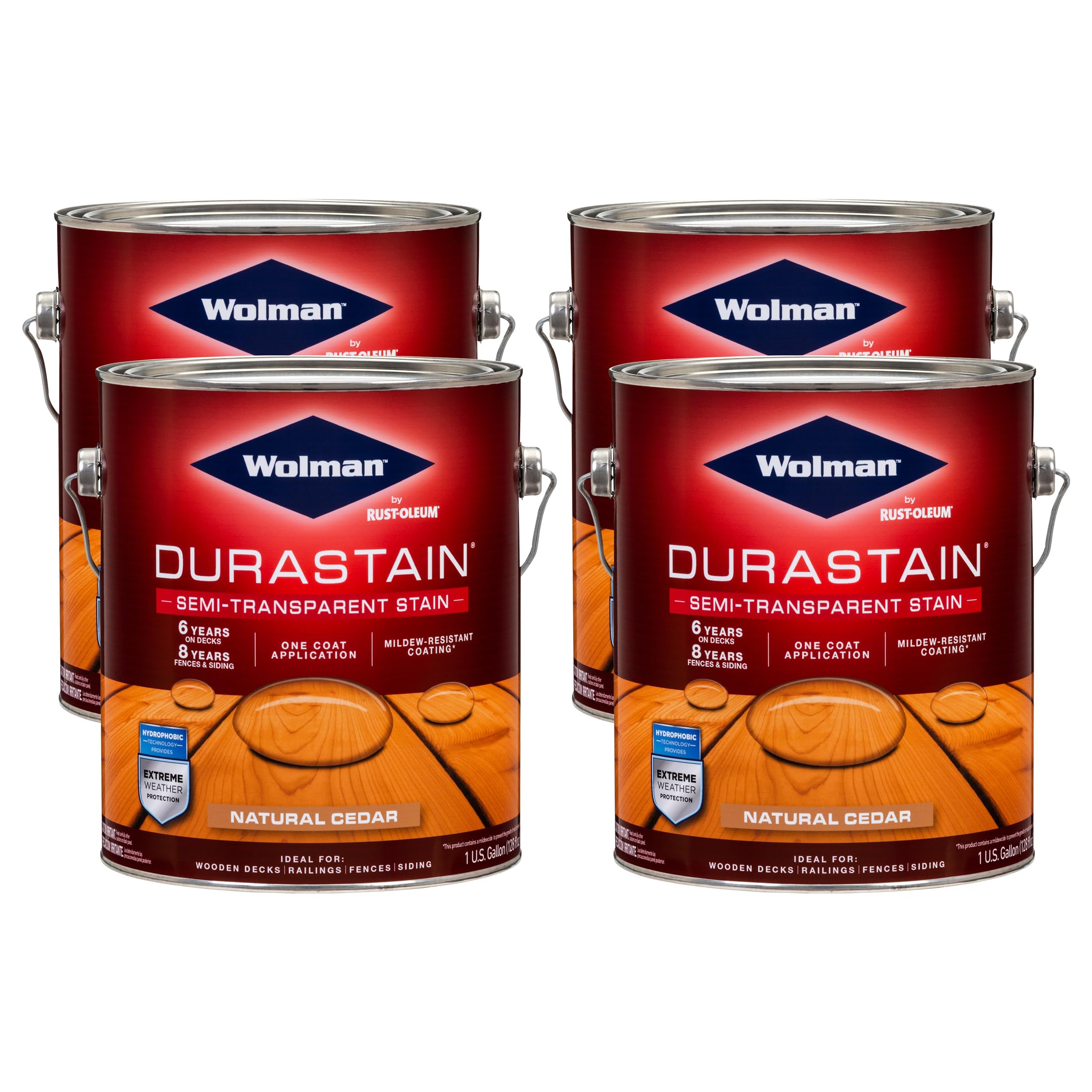 Wolman 288078-4PK DuraStain Water-Based Semi-Transparent Exterior Wood Stain Gallon Natural Cedar 4 Pack #288078-7A3D