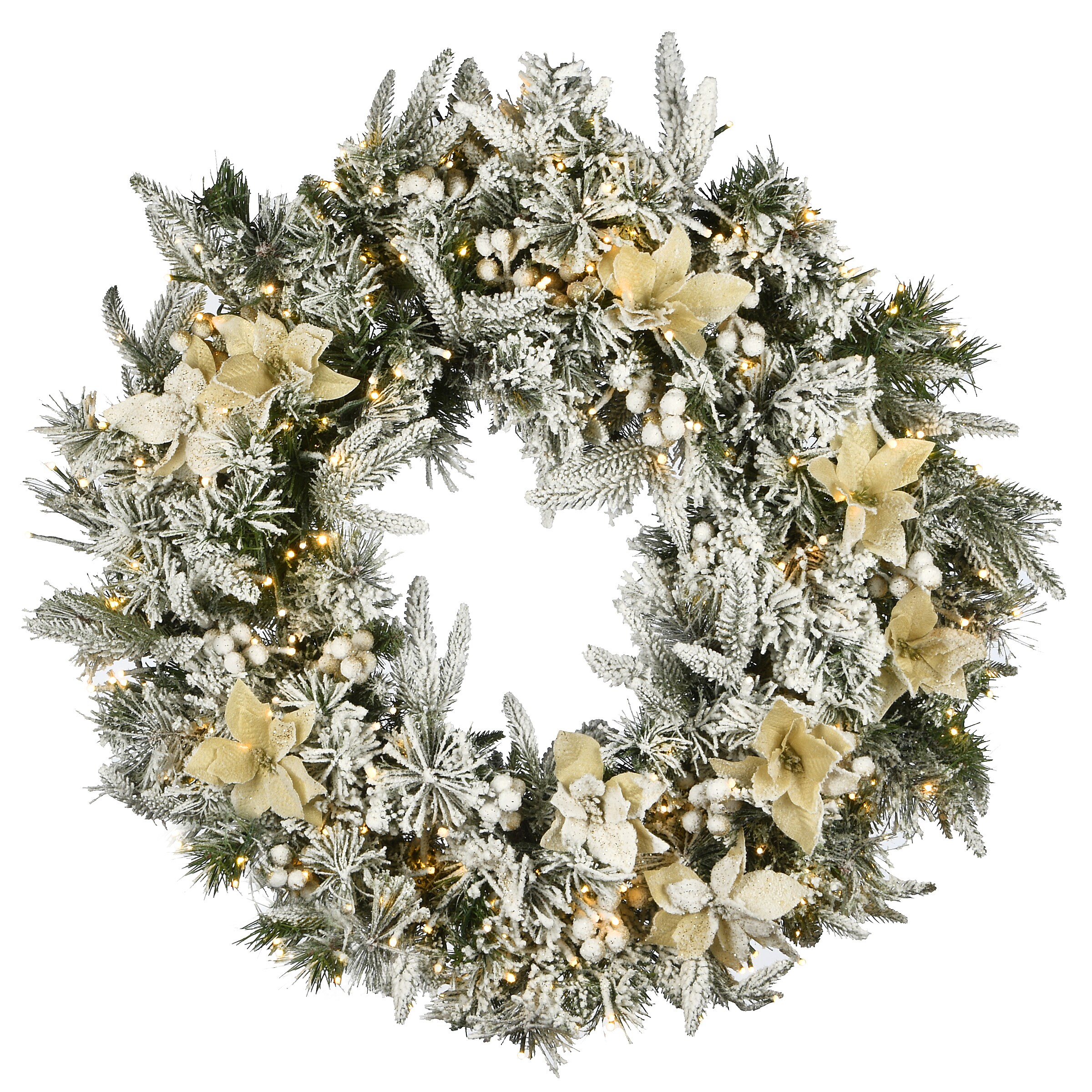 National Tree Company PECO8-362DK-30W 30-in Pre-lit Indoor/Outdoor Green Fir Artificial Christmas Wreath