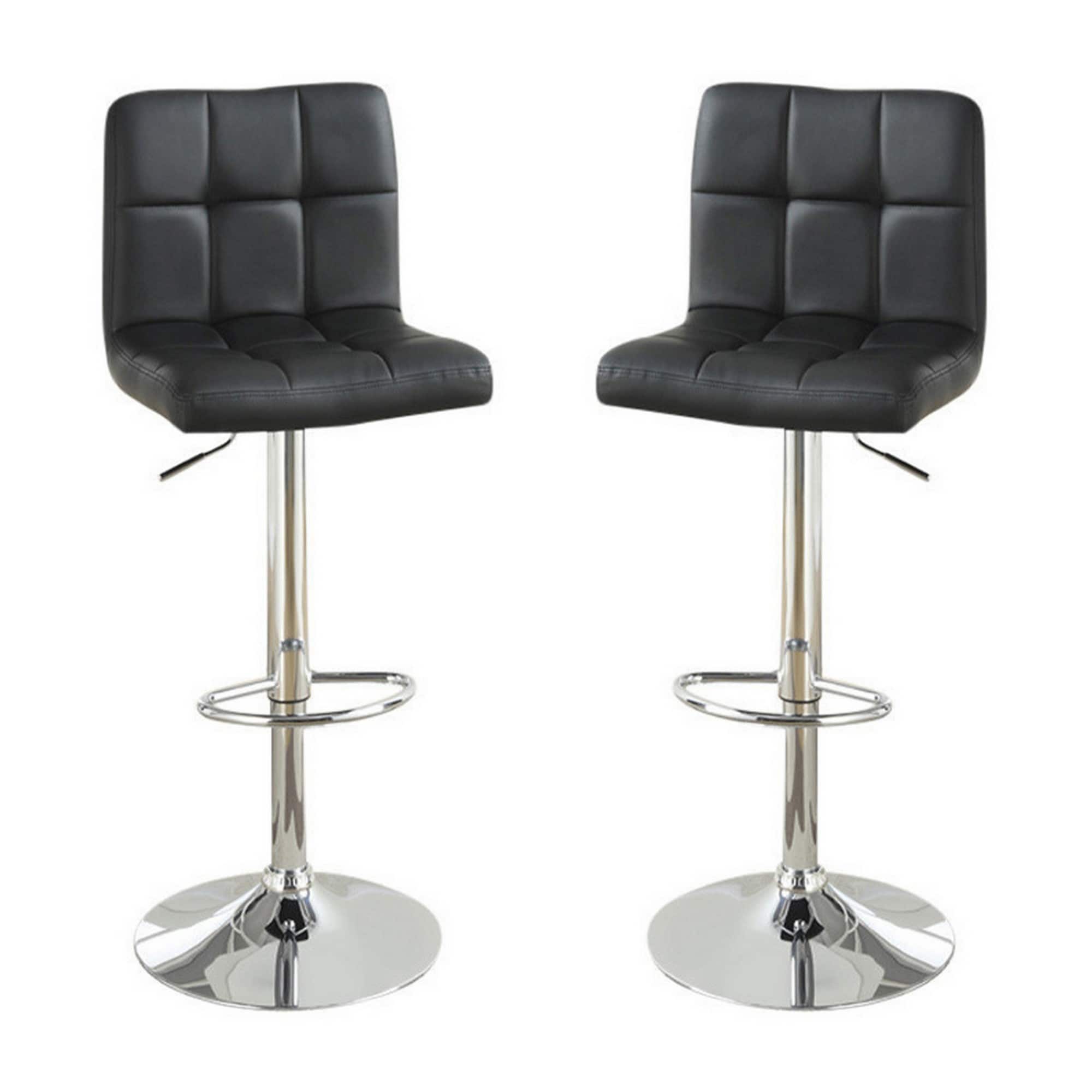 Benzara BM167105 Set of 2 Black 26-in H Adjustable height Metal Bar Stool