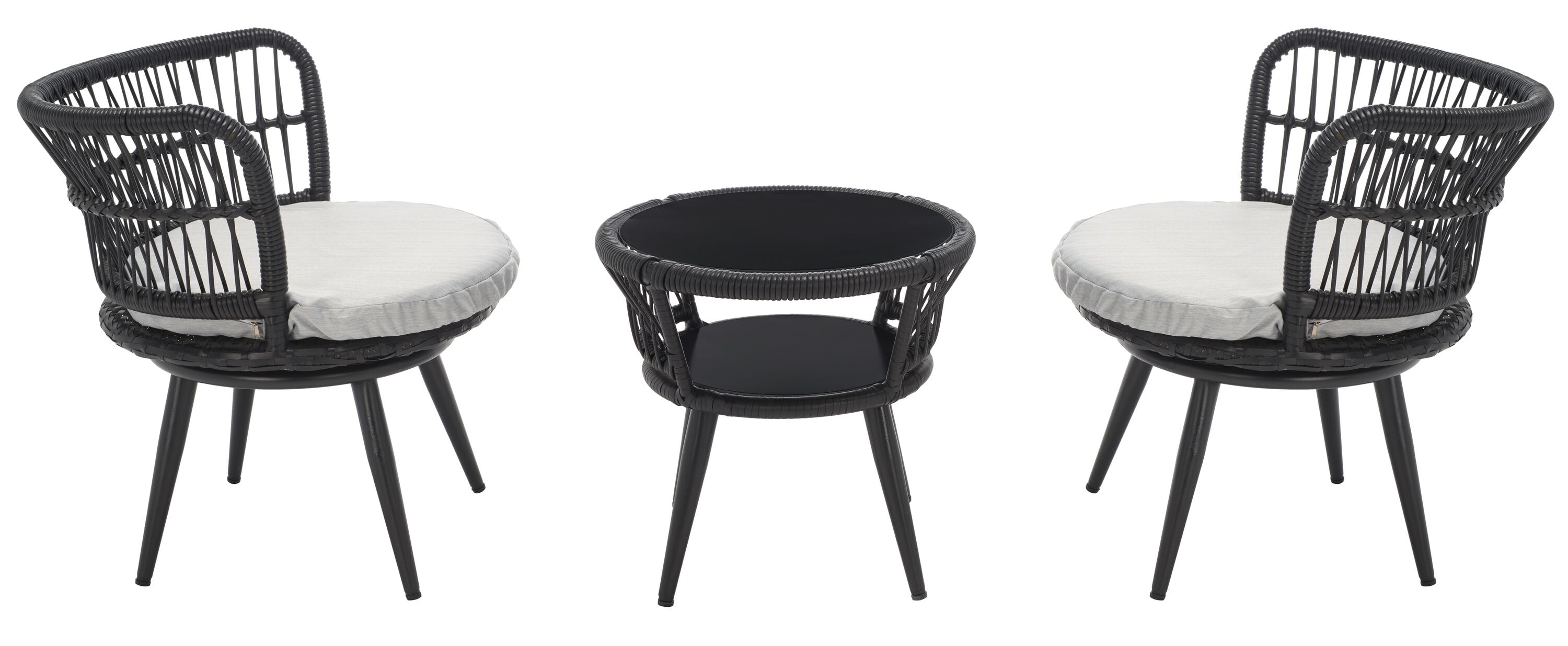 Breezy Charm Black & Grey 3-Piece Outdoor Lounge Set