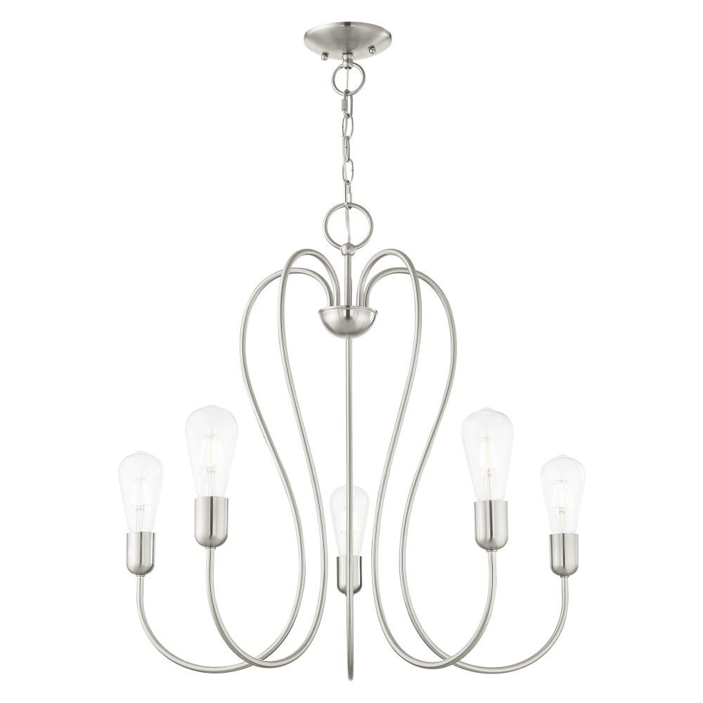 Brushed Nickel and Crystal 5-Light Candle Chandelier