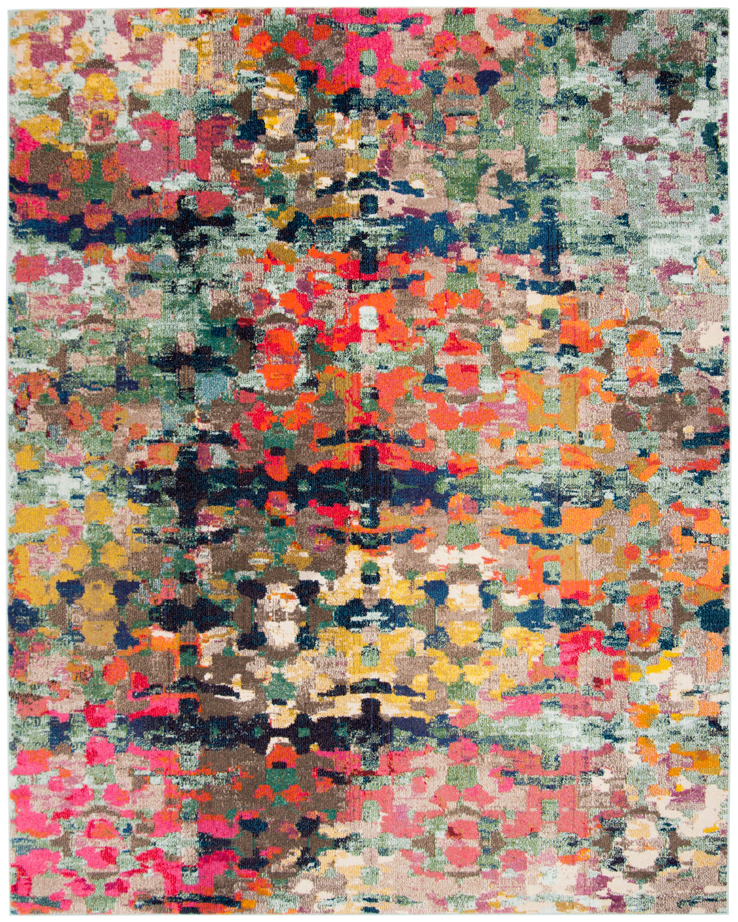 Colorful Abstract Synthetic Low Pile Area Rug