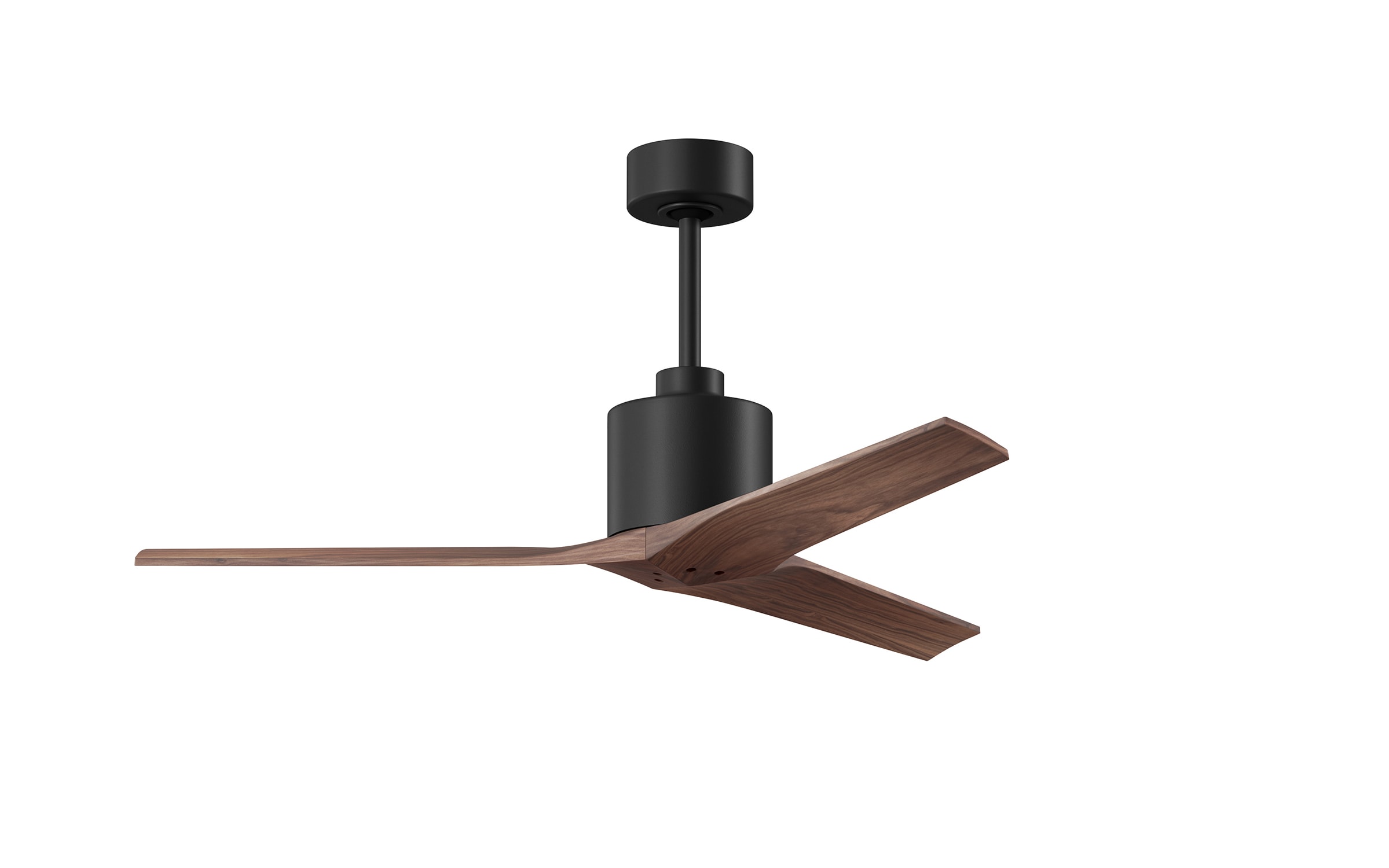 Matthews Fan Company MW-BK-WA-52 Mollywood 52-in Outdoor Matte Black with Walnut Blades Ceiling Fan Without Light - Remote Included ( 3 -Blade )