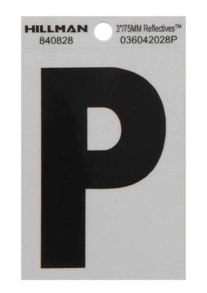 Hillman 840828 3-in Reflective Reflective Silver Letter P