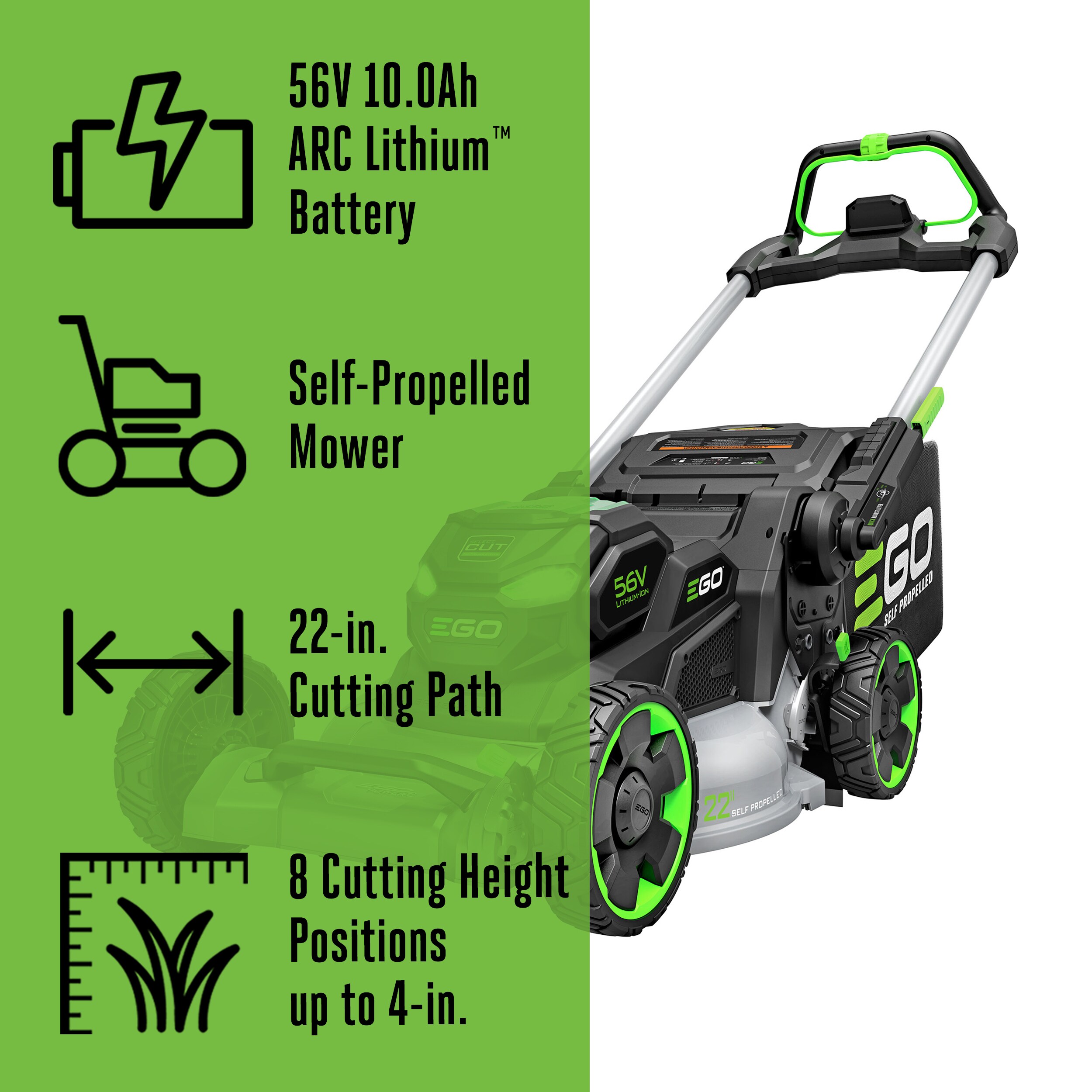 EGO Power+ Aluminum 56-volt 22-in Cordless Self-propelled Lawn Mower 560 Ah (1-Battery and Charger Included)