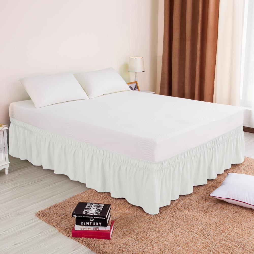 Subrtex Solid White Ruffled Bed Skirt - Twin Size, 15-inch Drop Length ...