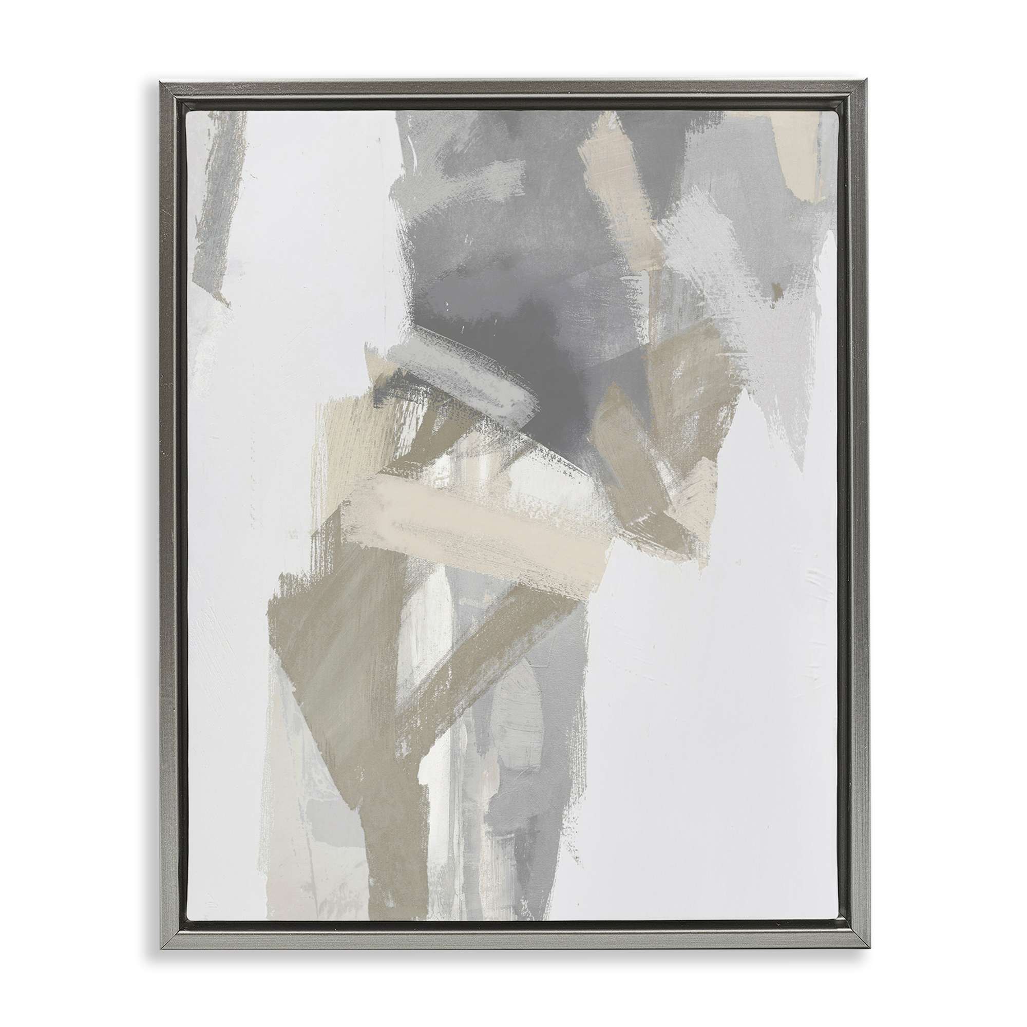 Stupell Industries BS-535-FFL-16X20 Elegant Grey and Beige Streaks Gray Framed Floater Canvas Wall Art By Rachel Springer 17 x 21