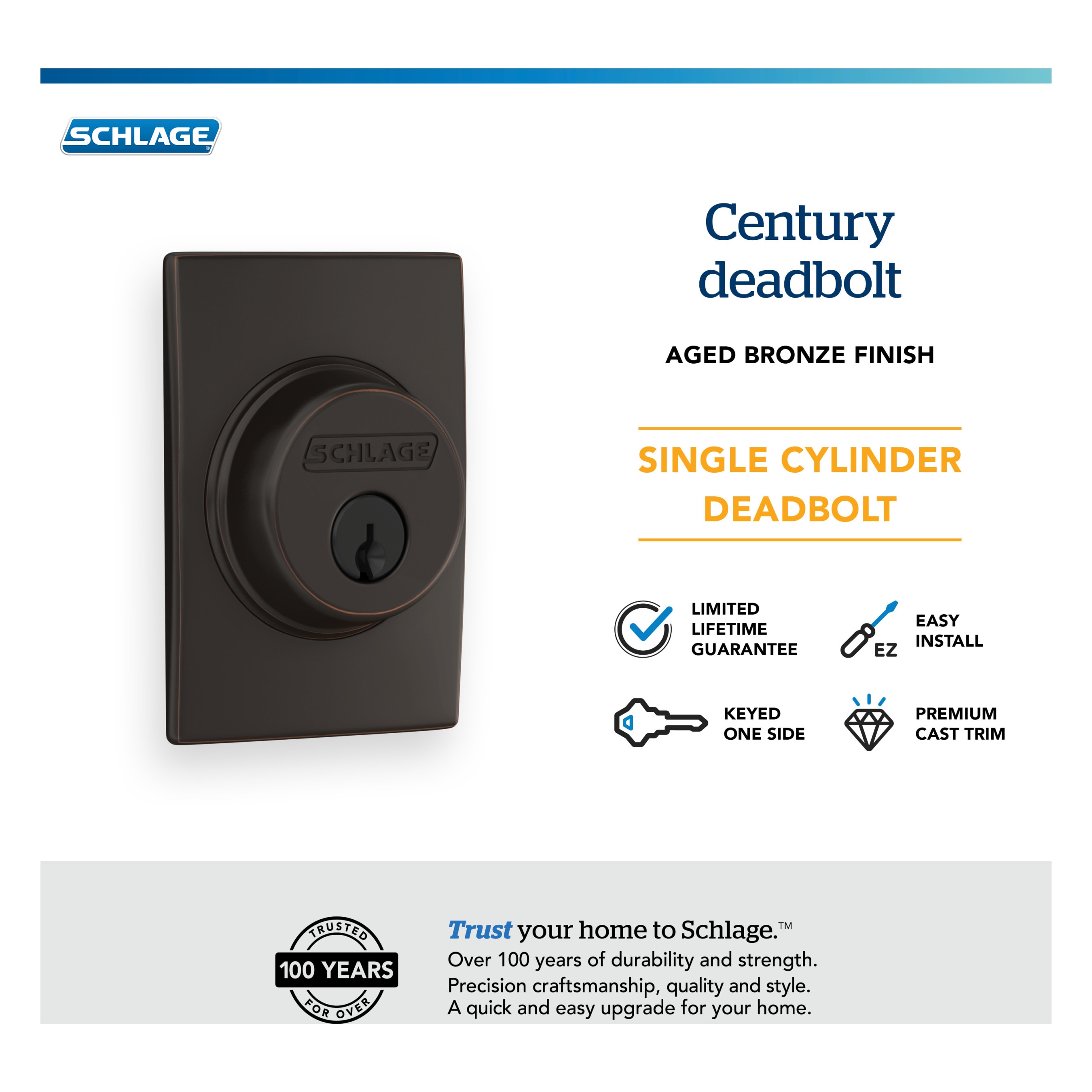 Schlage B60 CEN 716 Door-Deadbolts - View #5