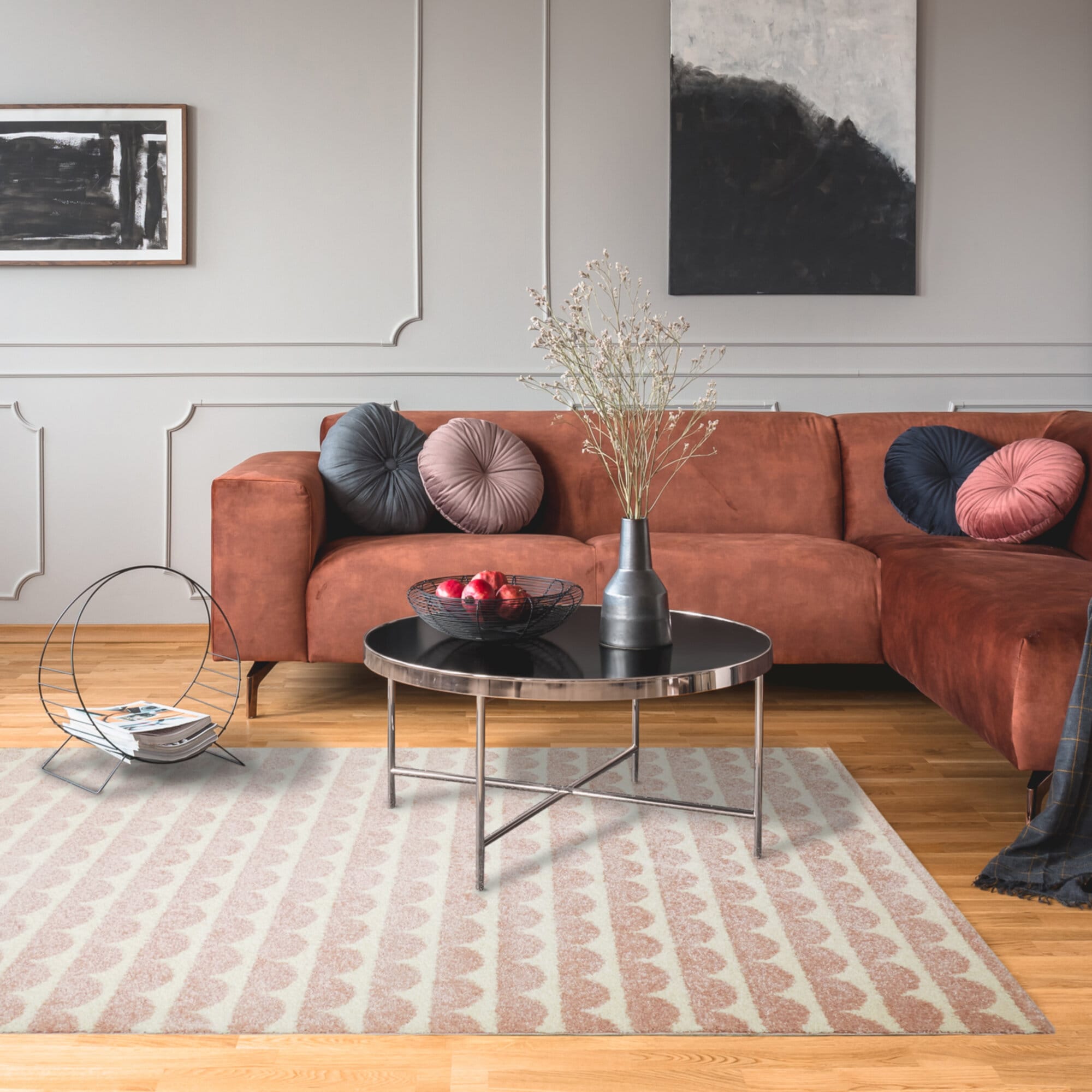 Balta 3099044 Palmer 5 x 7 (ft) Loomed Polypropylene Pink Rectangular Indoor Geometric Bohemian/Eclectic Area rug