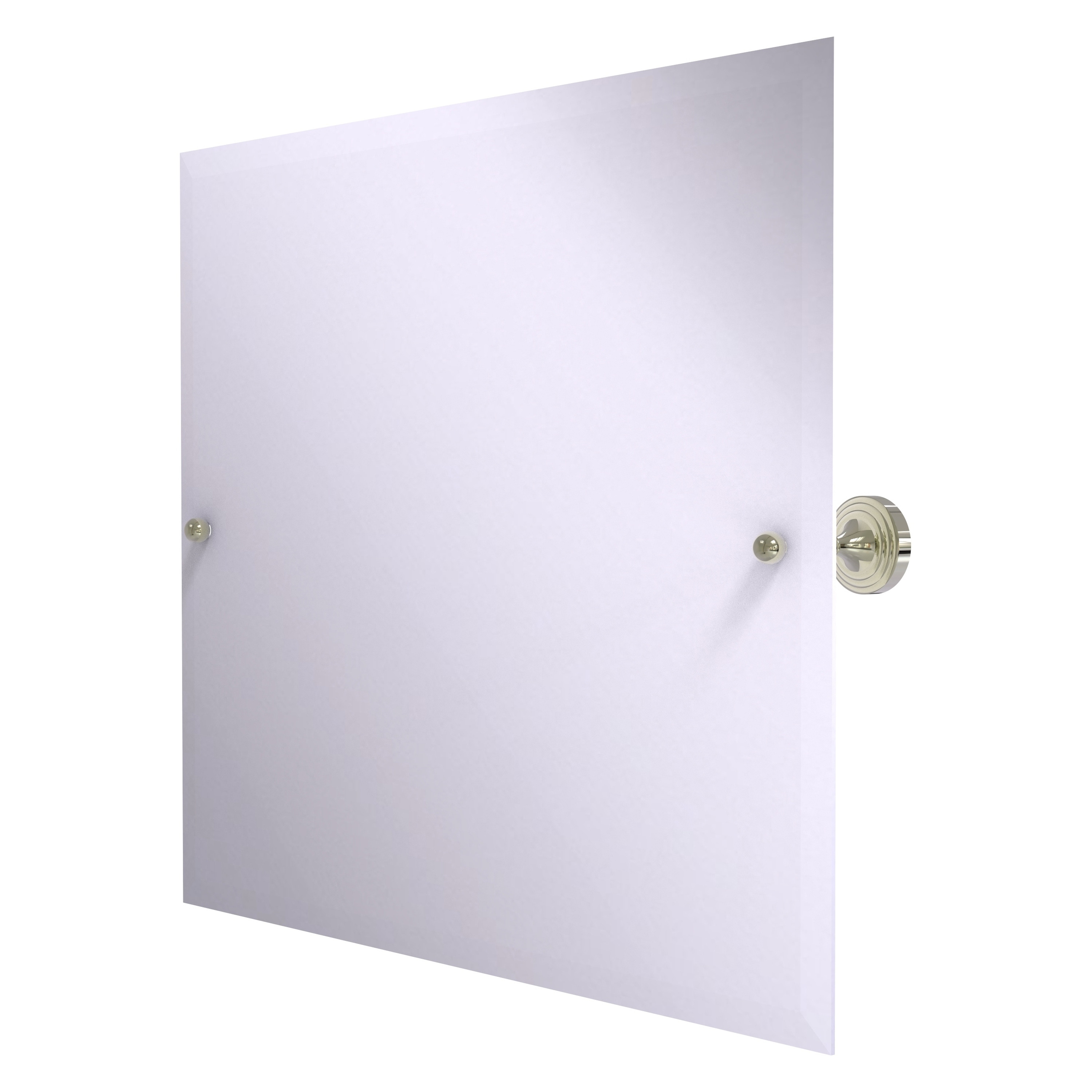 Allied Brass SG-93-PNI Sag Harbor 22-Inches x 3.6-Inches Beveled Frameless Rectangle Tilting Bathroom Vanity Mirror ( Polished Nickel )