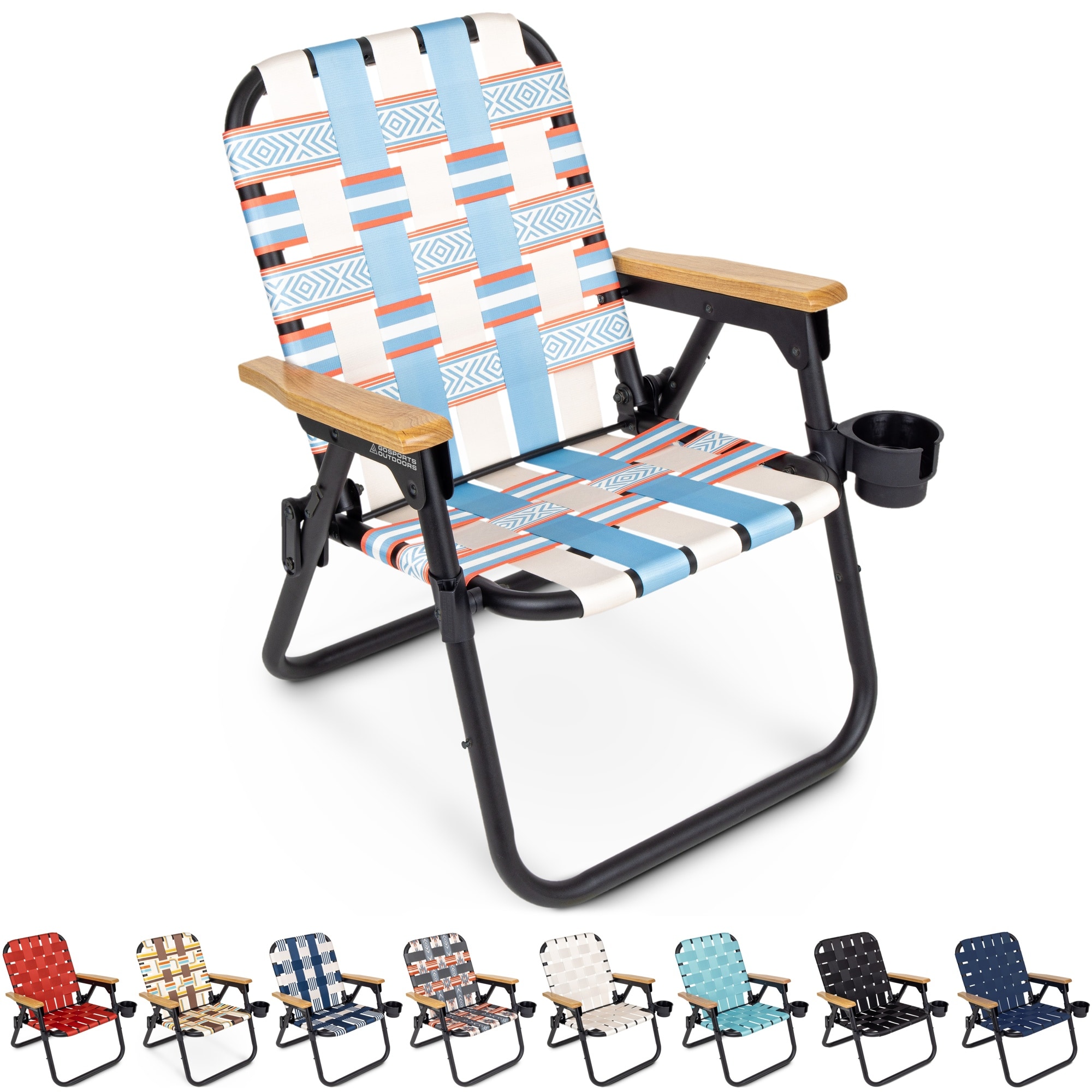 Multicolor Aluminum Folding Beach and Camping Chair with Cushions