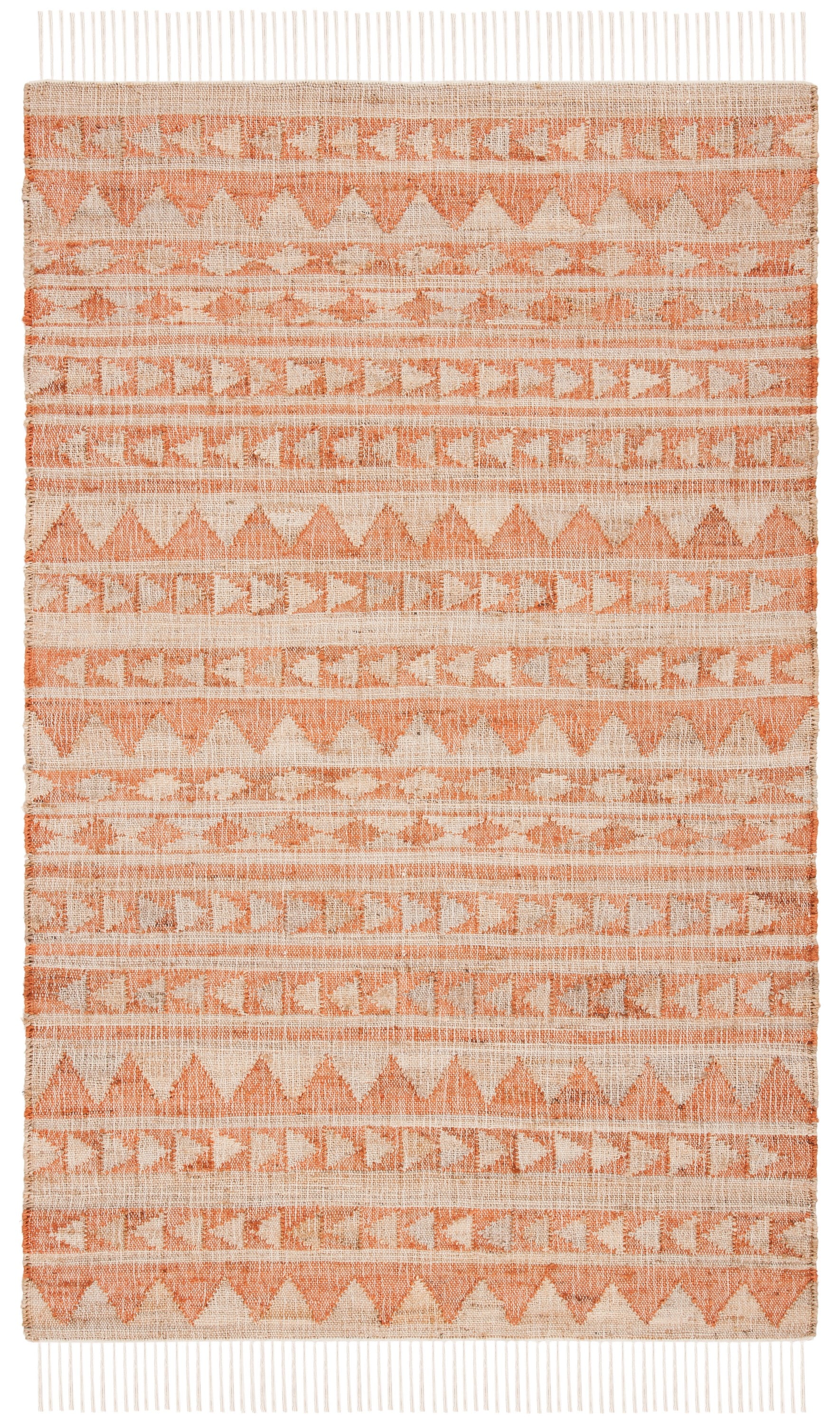 Natural and Rust Wool Handmade 8' x 10' Area Rug