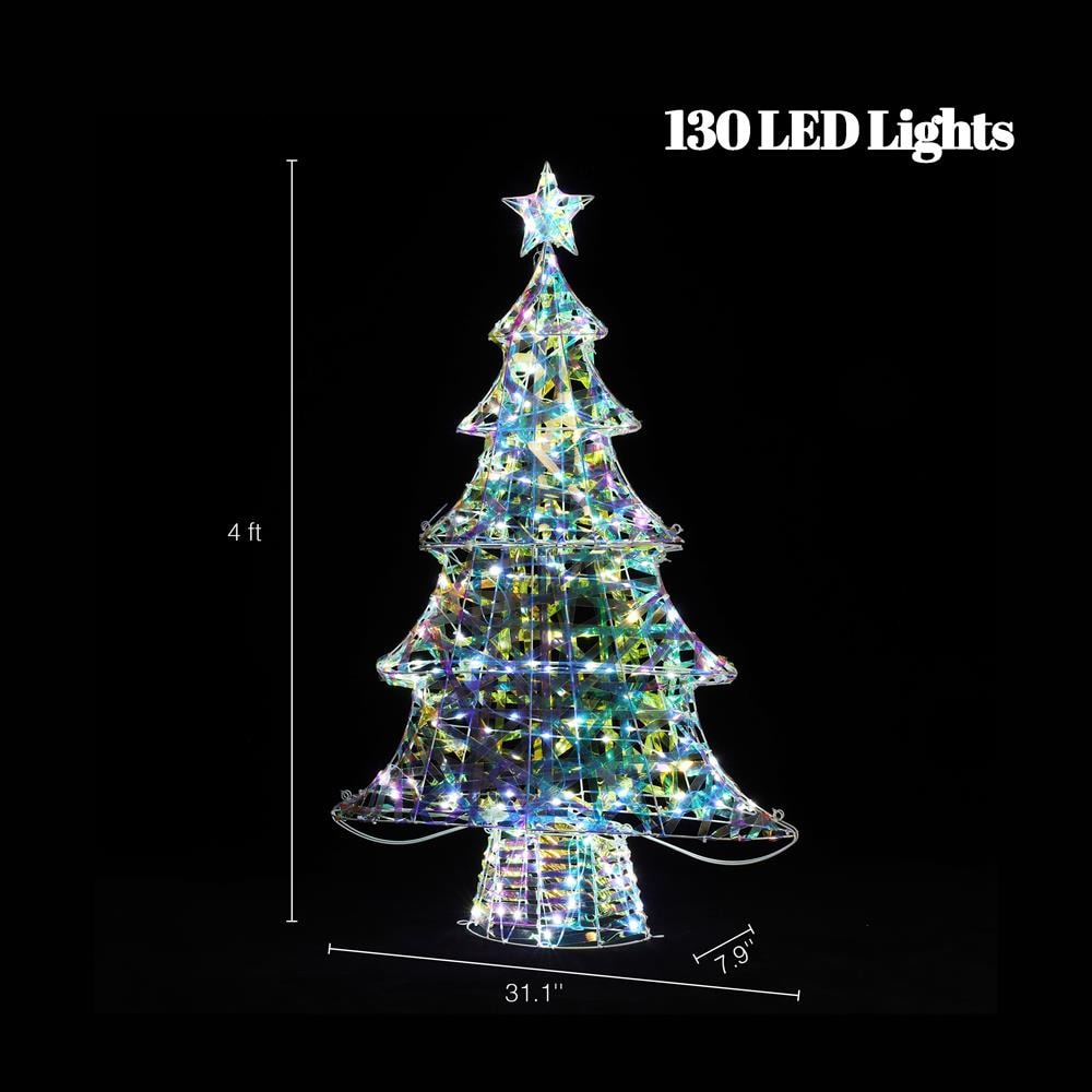 Multicolor LED Lighted Christmas Tree with Iron Frame